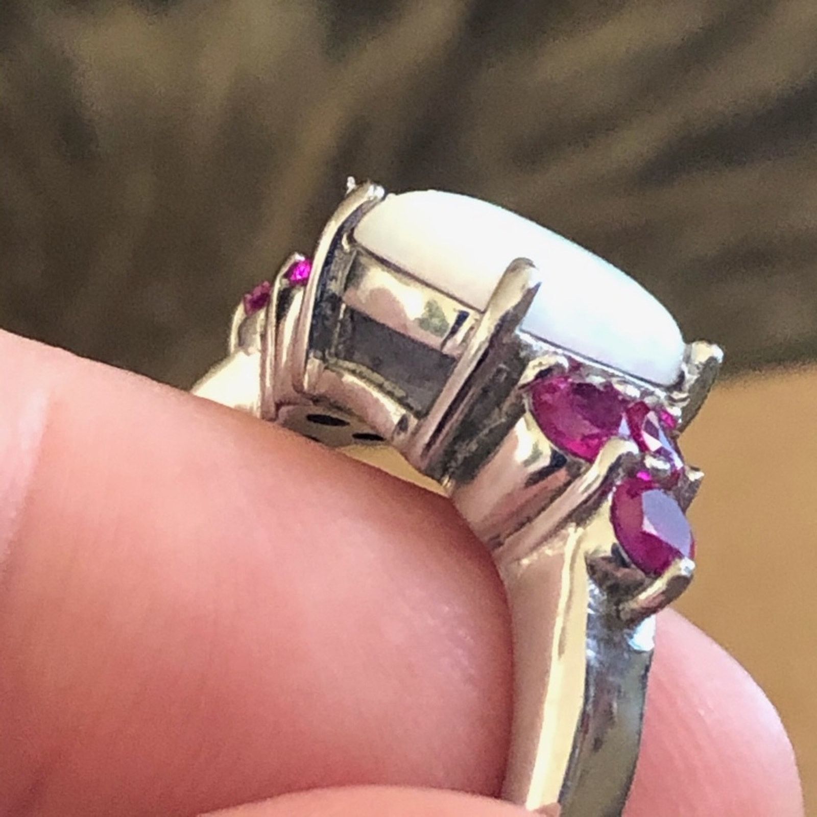 Jewelry Australian opal rhodolite garnet 316LSS ring 8 Size ONE SIZE - 2 Thumbnail