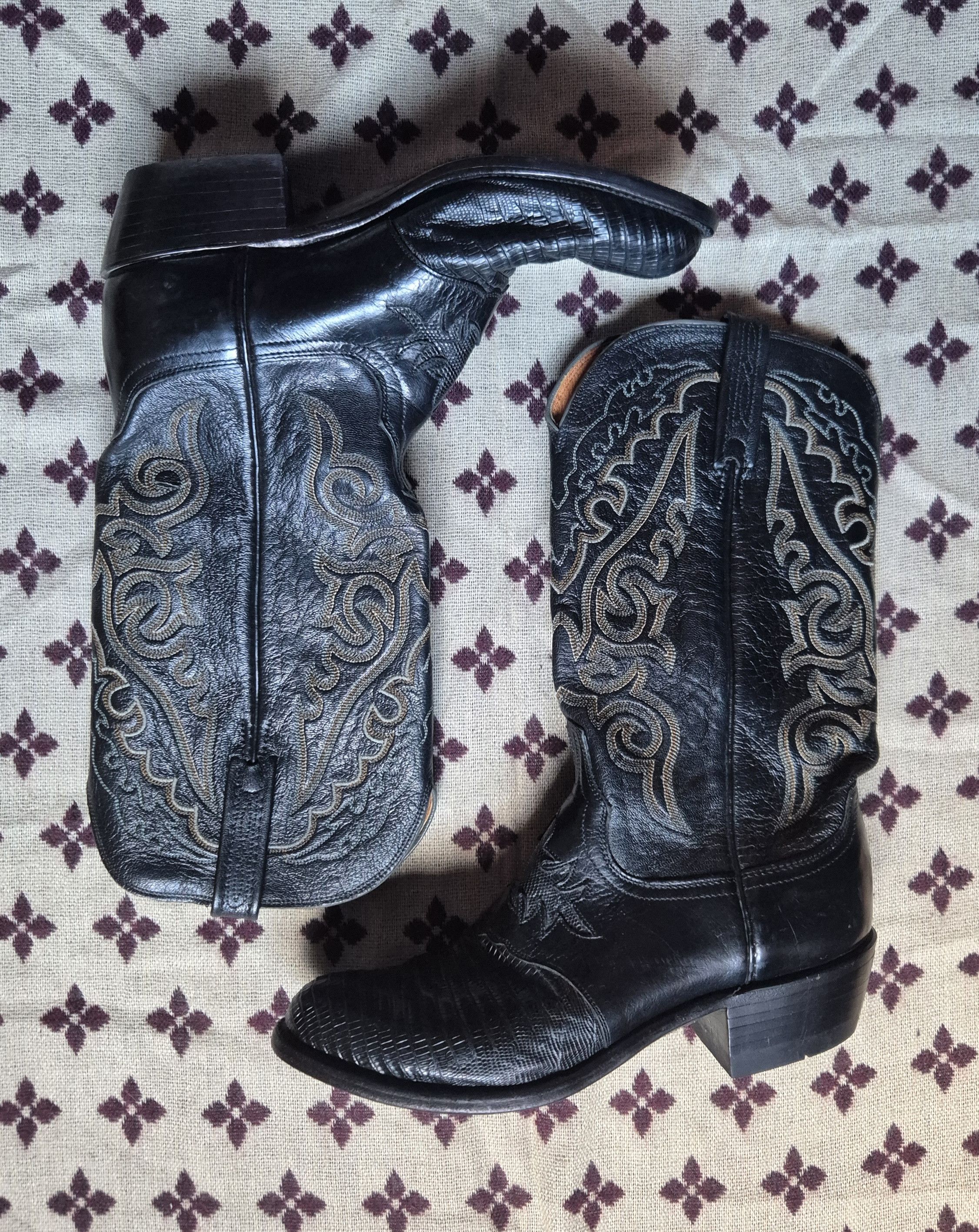 Lucchese Lucchese Teju Lizard Boots (Black) Size US 8 / EU 41 - 1 Thumbnail