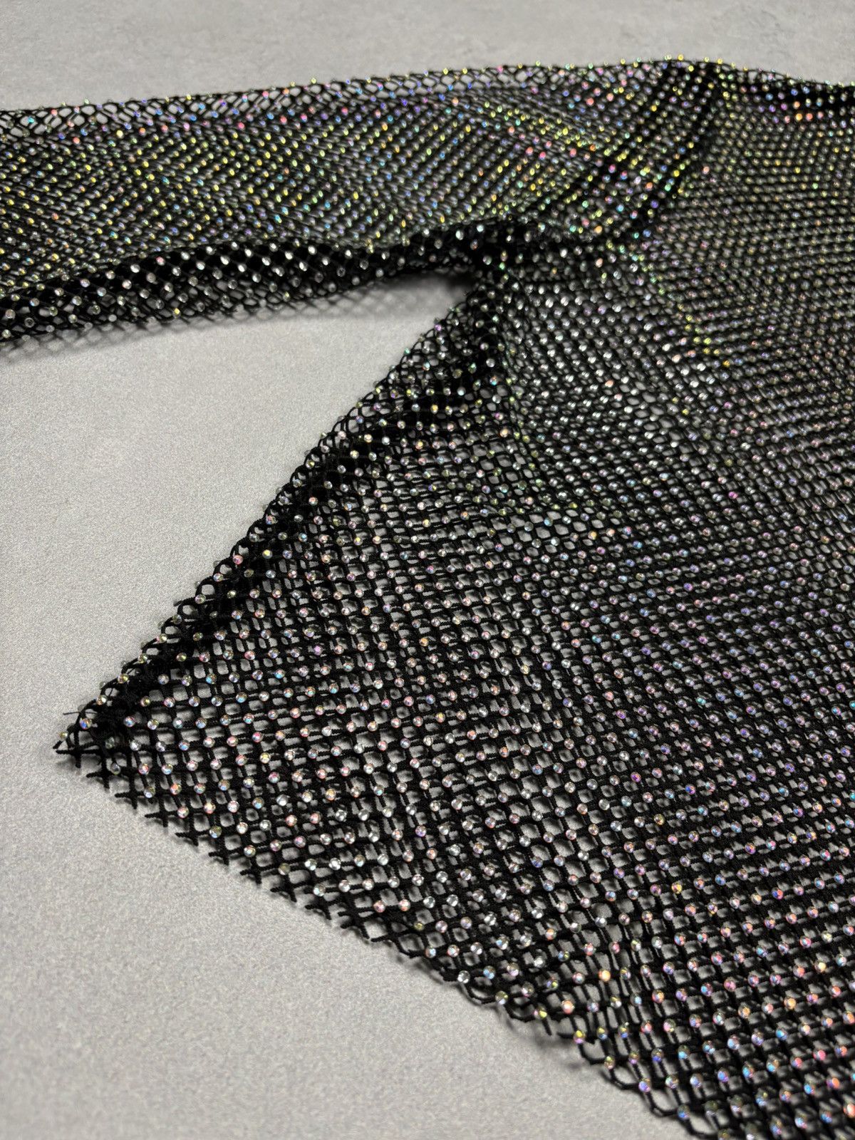 Vintage Rhinestone Fishnet Mesh Top Glitter Sheer Cyber Y2K 00s Rare Size M / US 6-8 / IT 42-44 - 10 Thumbnail