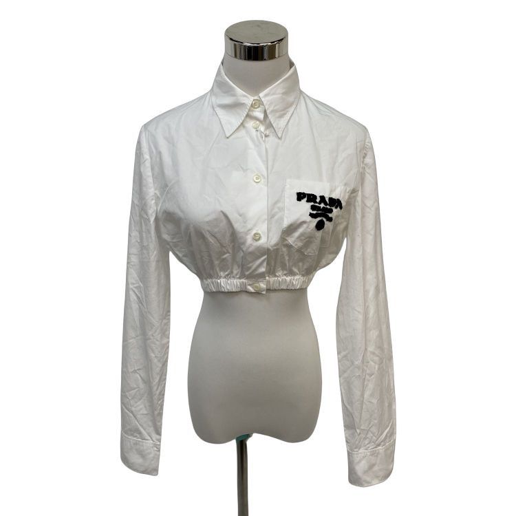 Prada Prada Embroidered Logo Button Up Shirt Size 40 Size S / US 4 / IT 40 - 1 Thumbnail