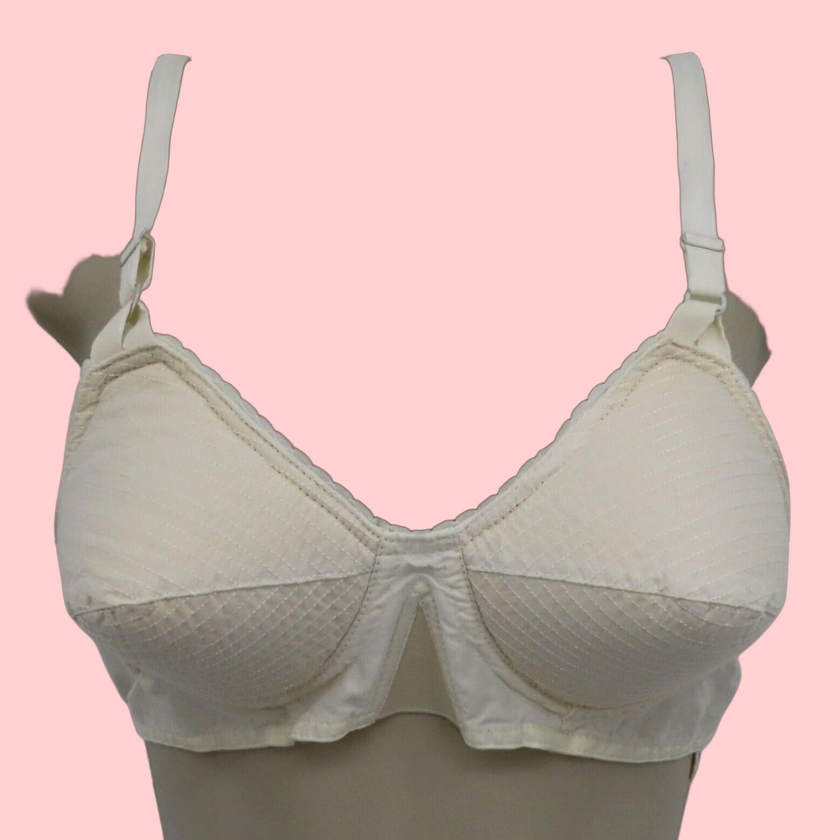 Vintage Formfit Rogers Inflation Bra 32B White Padded Wireless T-Shirt Womens
