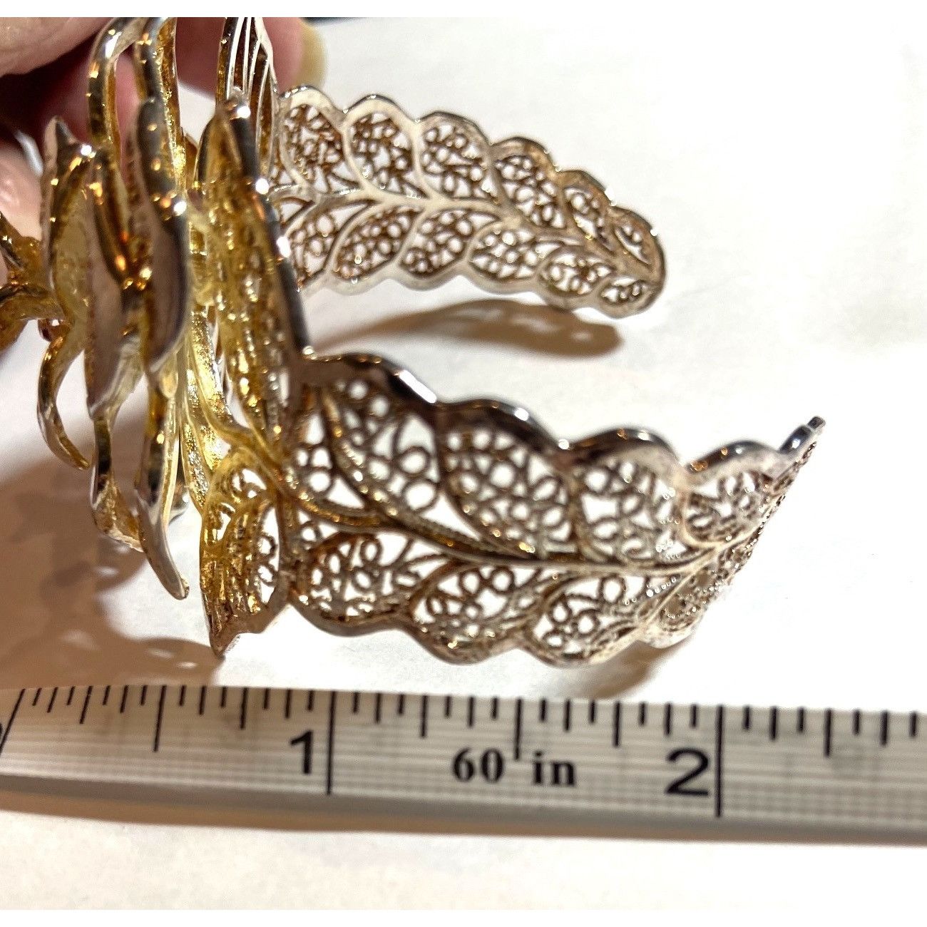 Other Filigree Rose Statement Cuff Bracelet With Intricate Leaf De Size ONE SIZE - 11 Thumbnail
