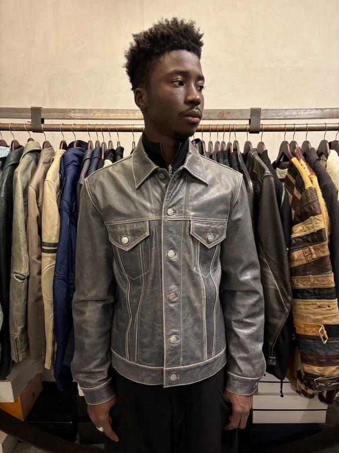 Iceberg 2000s Iceberg Trucker Grey Leather Jacket Size US S / EU 44-46 / 1 - 2 Thumbnail