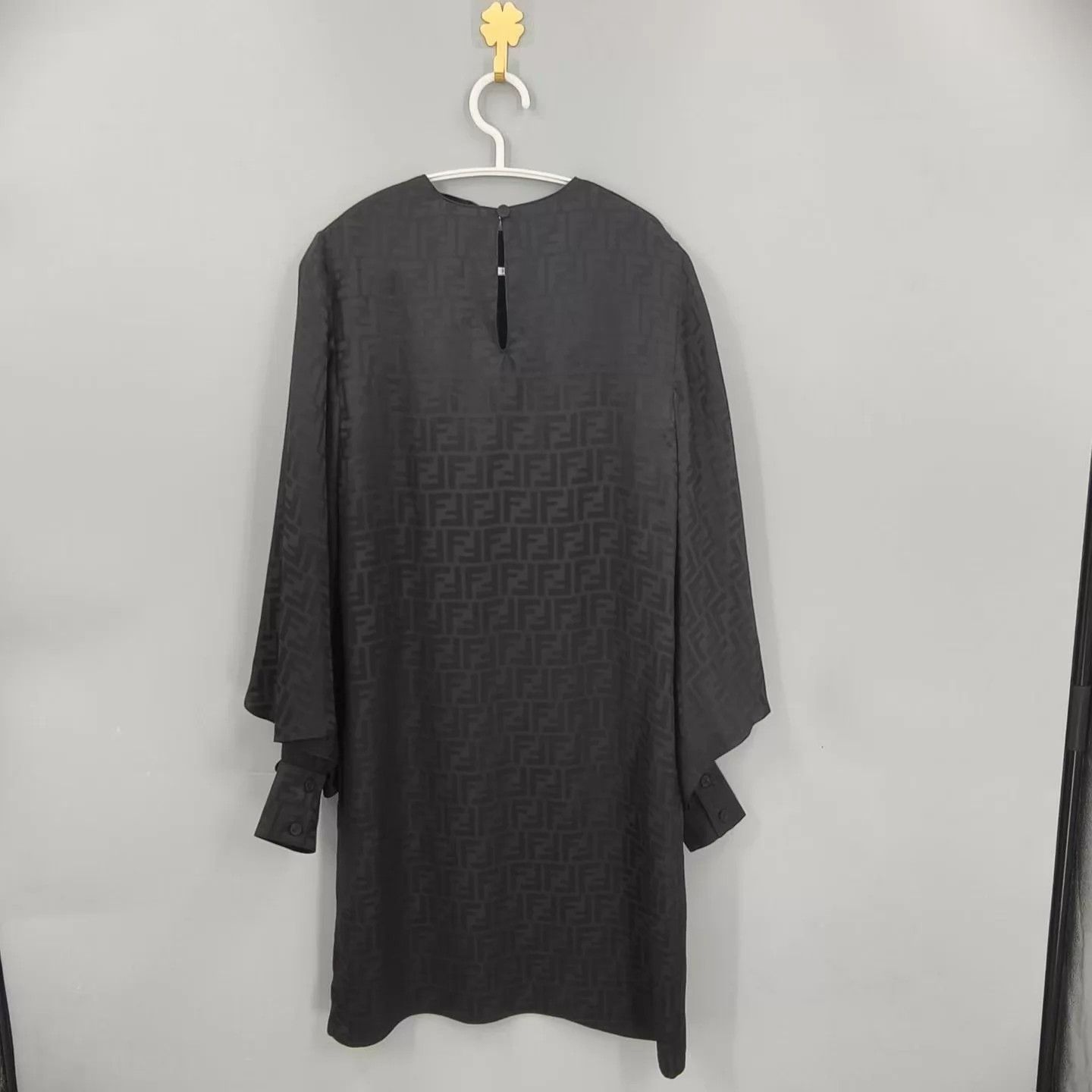 Fendi Fendi Black Monogram All Over Print Silk Dress Size XS / US 0-2 / IT 36-38 - 4 Thumbnail