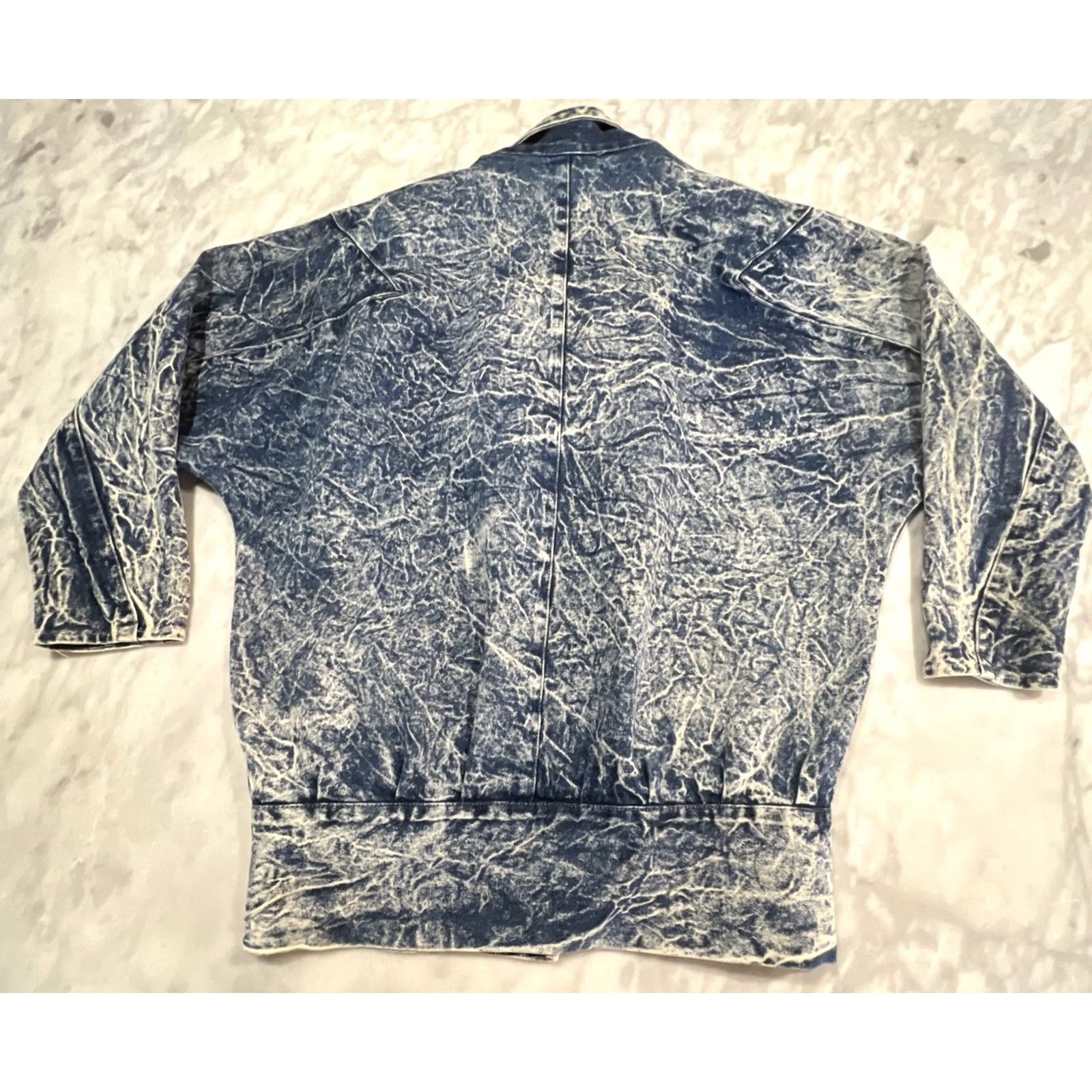 Denime VINTAGE 1980s Acid Wash Denim Jacket Women’s S 3/4 Sleeve Padded Shoulders Denim Blue Glam Rock Hi Teens Jacket Womens S Size S / US 4 / IT 40 - 4 Thumbnail