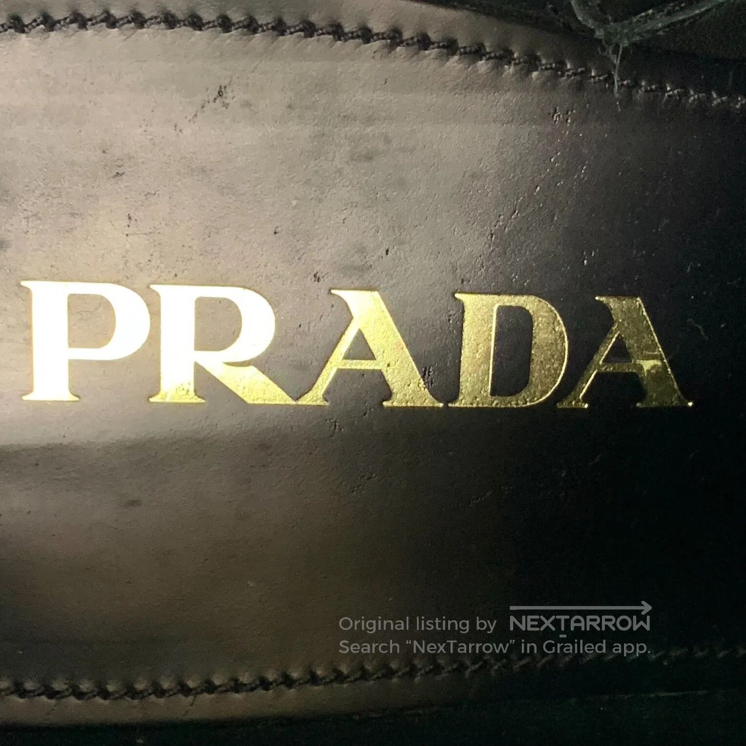 Other Prada Black leather carved laced casual flat Martin boots| Size US 6 / EU 39 - 7 Thumbnail