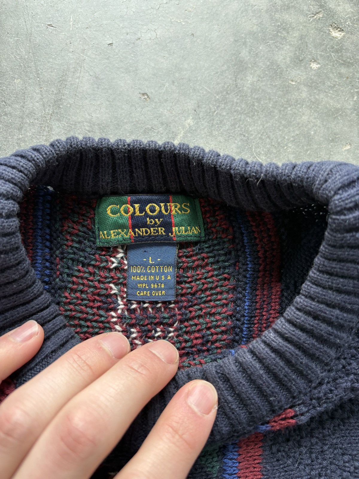 Vintage Vintage 90s Alexander Julian Aztec Sweater Cable Knit Boxy Size US L / EU 52-54 / 3 - 4 Thumbnail