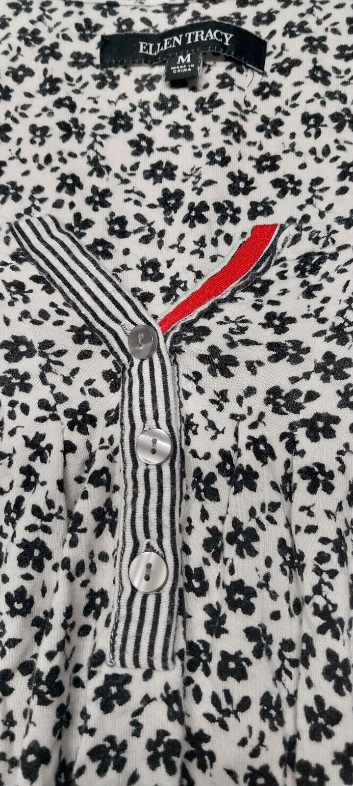 Ellen Tracy Ellen Tracy Pajama Top Womens Medium White Black Floral Soft Size M / US 6-8 / IT 42-44 - 6 Thumbnail