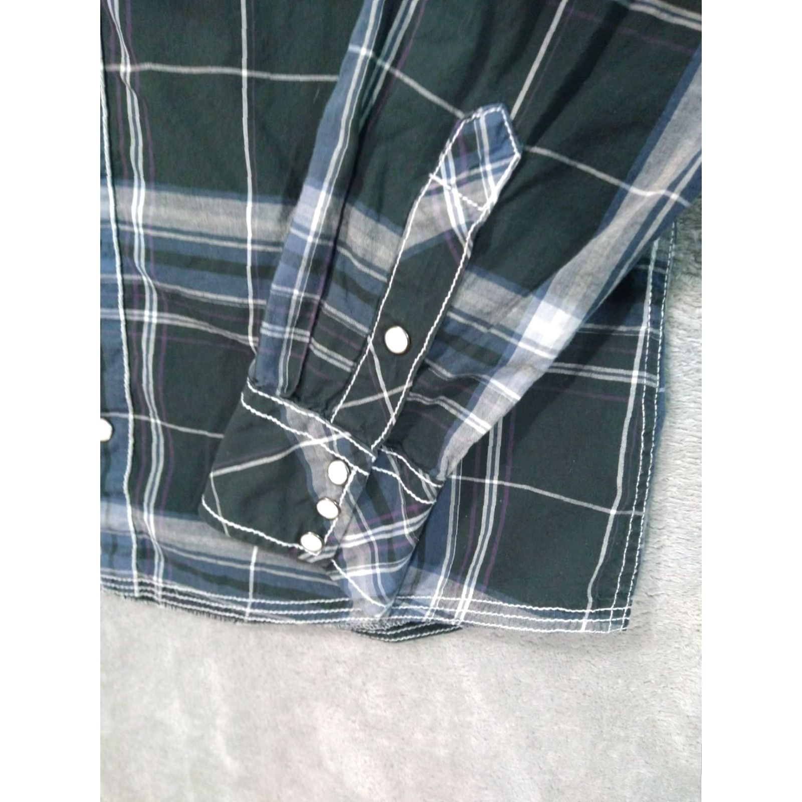 Vintage BKE Buckle Shirt Mens Athletic Fit Plaid Long Sleeve Button-Up Snap Pearl Collar Western Green) Size US M / EU 48-50 / 2 - 3 Thumbnail