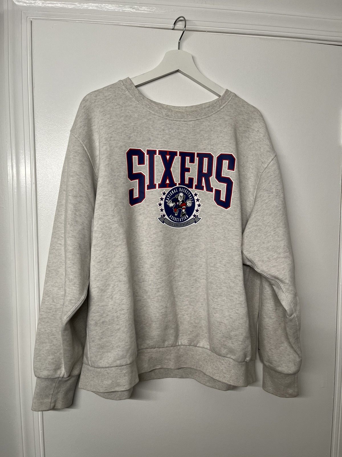 image of NBA x Nike Philadelphia 76Ers Pull-Over Sweatshirt in Grey, Men's (Size XL)