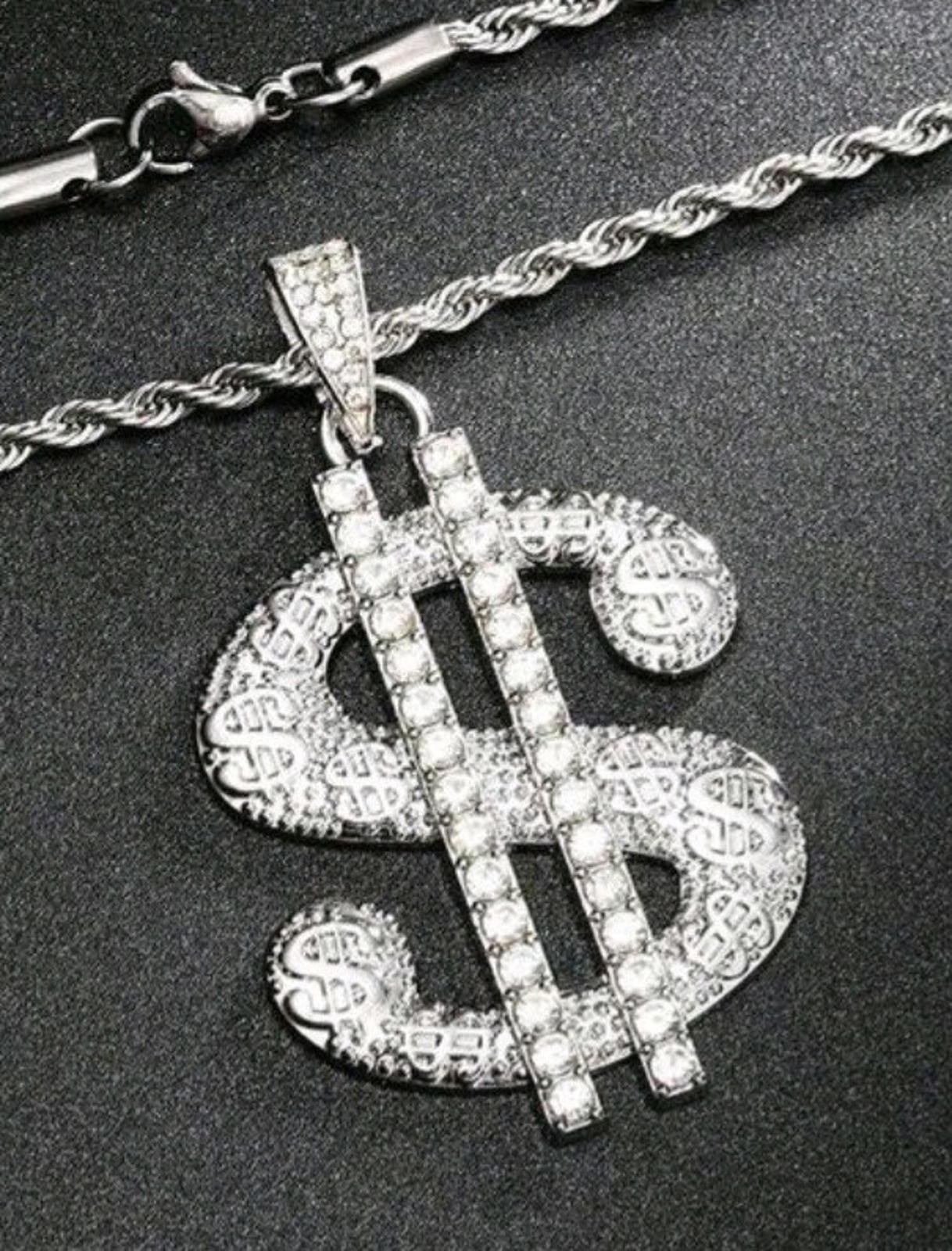 Monet Dollar Sign (Money)-(Chain)-(Silver)-(New)-(Zirconia)-$33.00 Size ONE SIZE - 6 Thumbnail