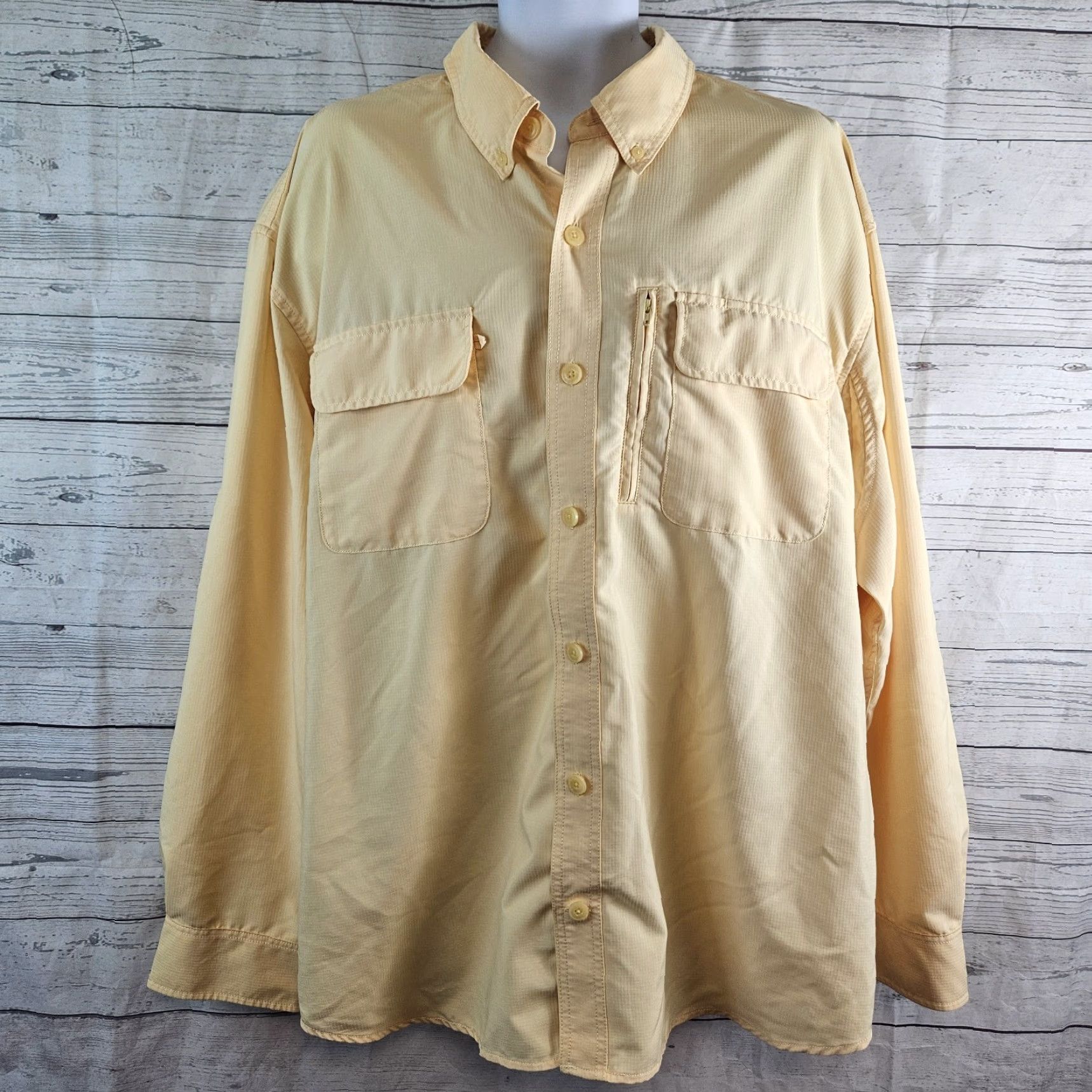 Vintage Duluth Mens Button-Up Shirt 2XL Yellow Long Sleeve Solid Vented Shirt Mens Size US XXL / EU 58 / 5 - 2 Thumbnail