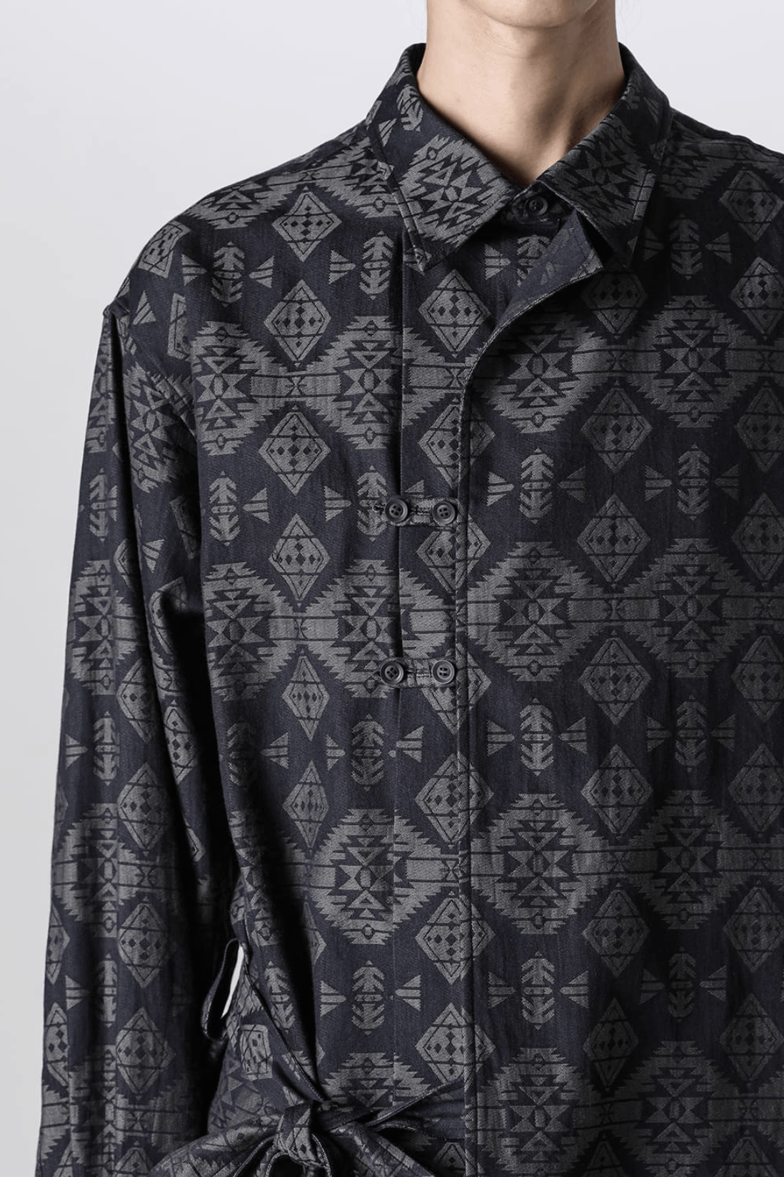 Yohji Yamamoto Pour Homme Left 2 Layerd Pattern Gown Blouse