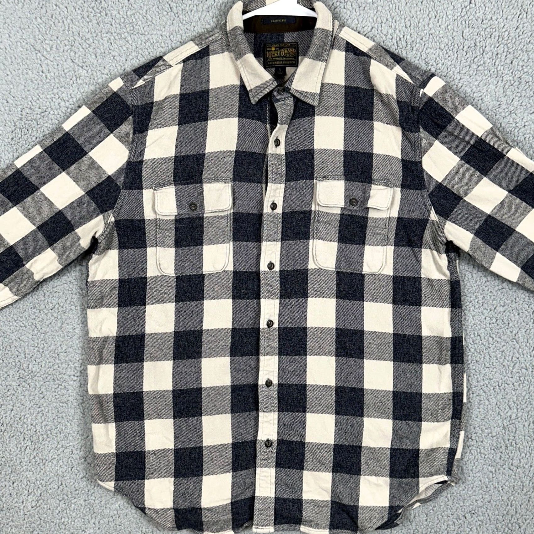 Lucky Brand Lucky Brand Shirt Flannel Plaid Blue Gray Men Large Classic Fit Button-Up Pockets Long Sleeve Size US L / EU 52-54 / 3 - 3 Thumbnail