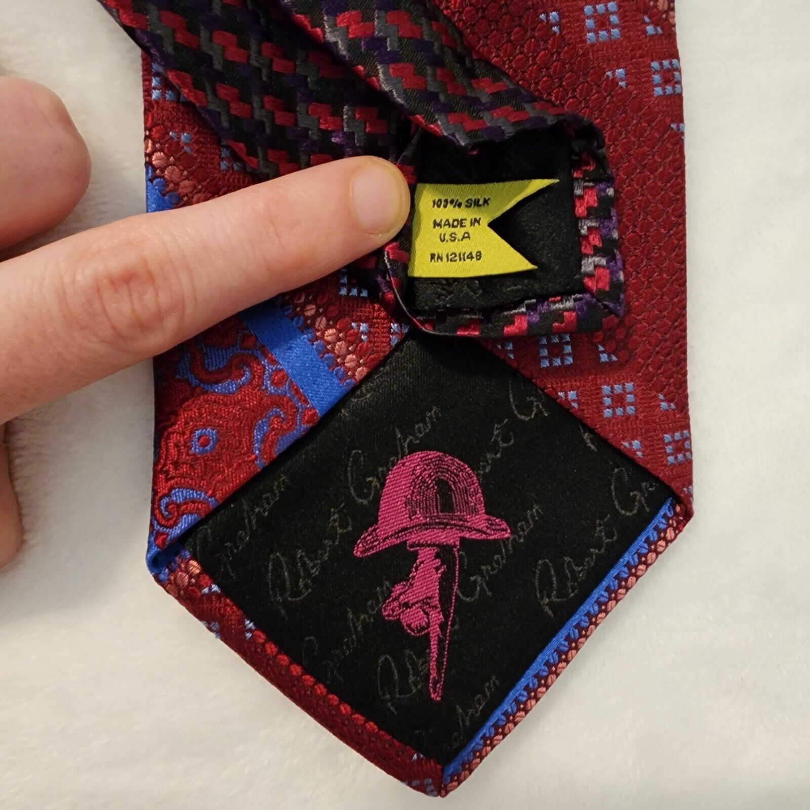 Robert Graham Robert Graham Silk Tie Necktie Royal Blue Stripe Geometric Size ONE SIZE - 5 Thumbnail