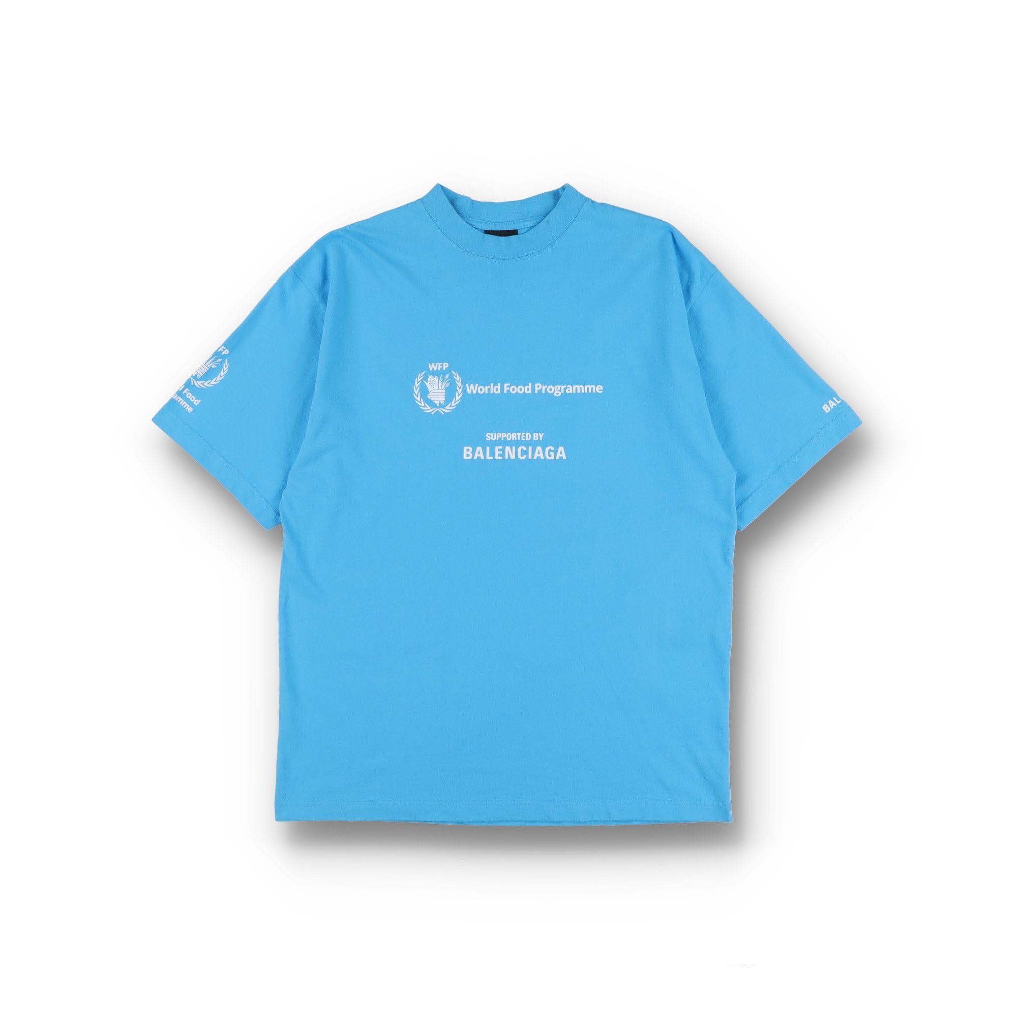 Balenciaga Azure Blue WFP Logo Oversized T-Shirt Size US S / EU 44-46 / 1 - 1 Thumbnail