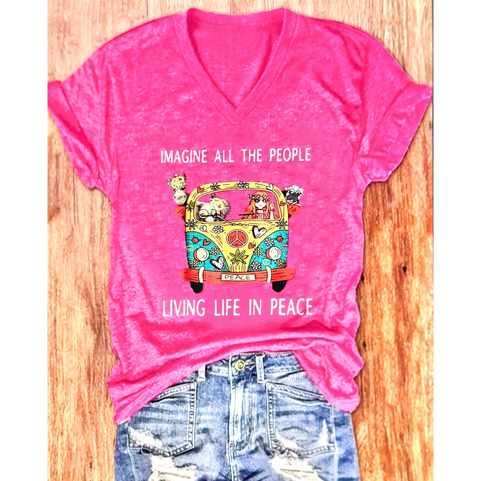 Other Vibrant Imagine All The People Living Life Peace Rose Red 4 Size S / US 4 / IT 40 - 2 Thumbnail