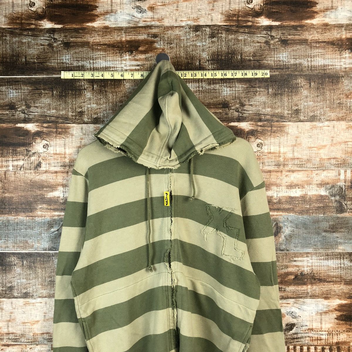 XLarge Japan Stripe prison Green Hoodie #A1572