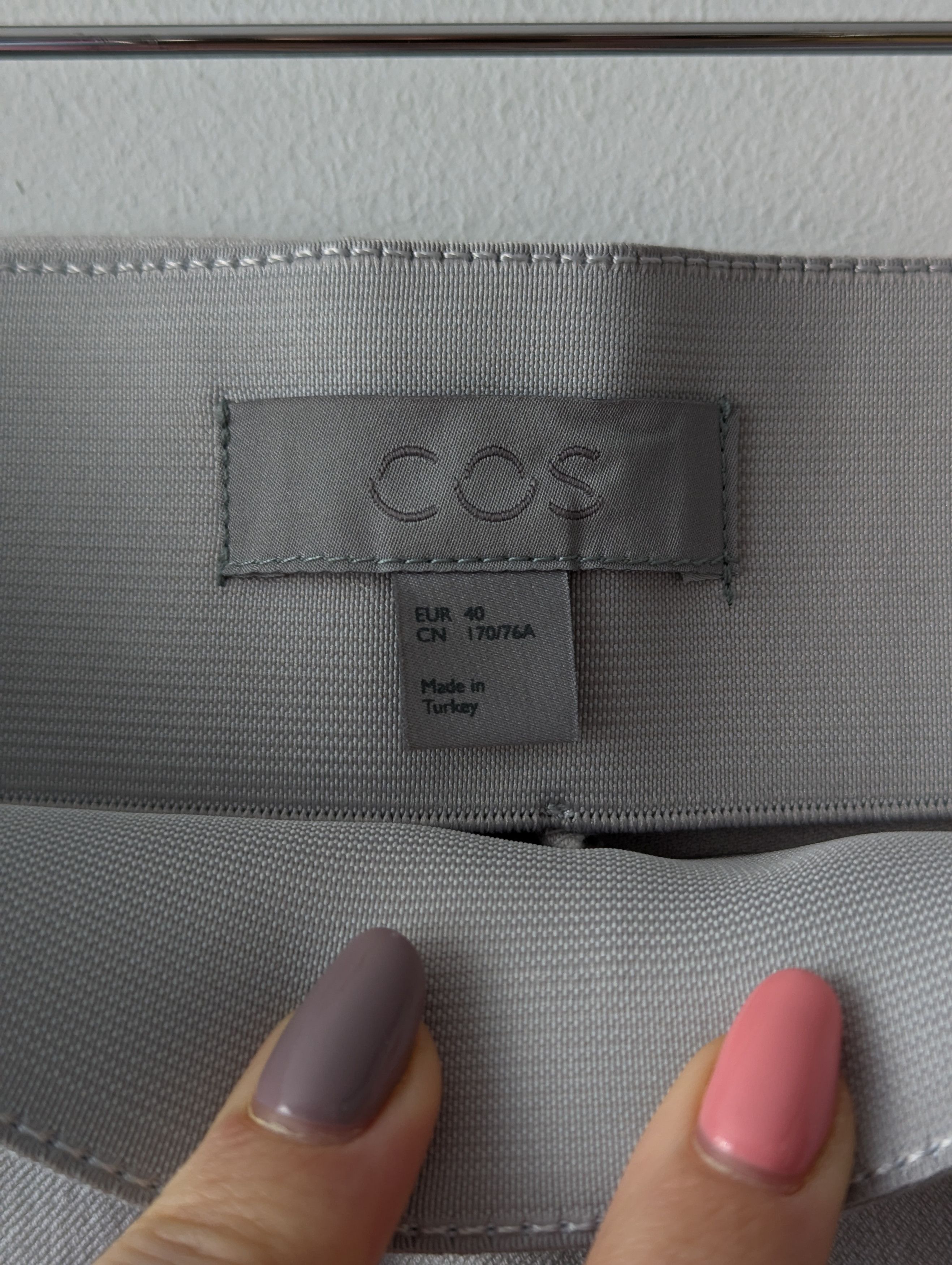 Cos COS Stretch Cotton Trousers Light Grey Zipper Detail Size 32" / US 10 / IT 46 - 5 Thumbnail