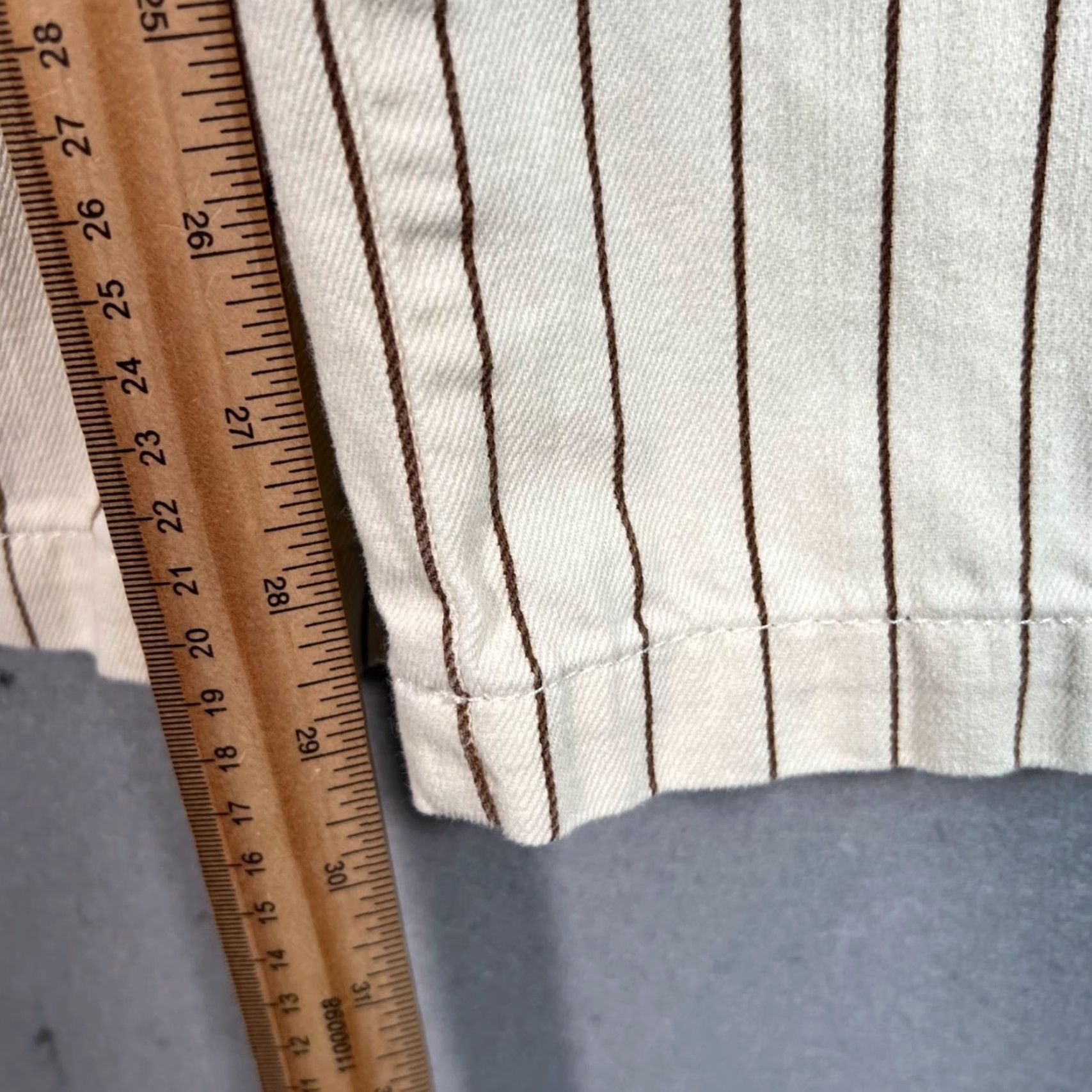 Topshop VINTAGE Topshop Pants 12 Cream Relaxed Fit Pinstripe Striped Trousers Pants Womens Size 34" / US 12 / IT 48 - 7 Thumbnail