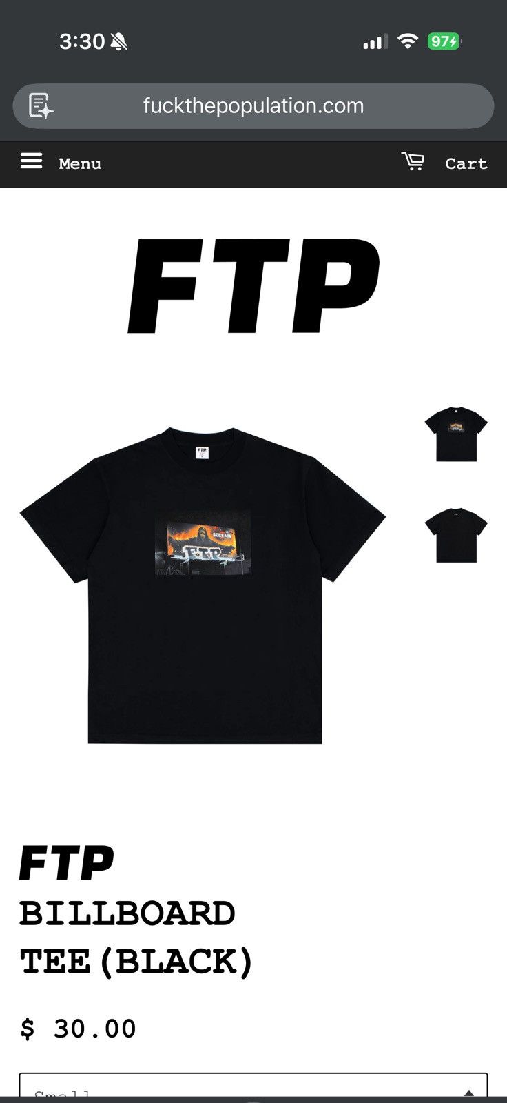 Fuck The Population FTP FUCK THE POPULATION BILLBOARD TEE - SCREAM - XL - BLACK Size US XL / EU 56 / 4 - 6 Thumbnail