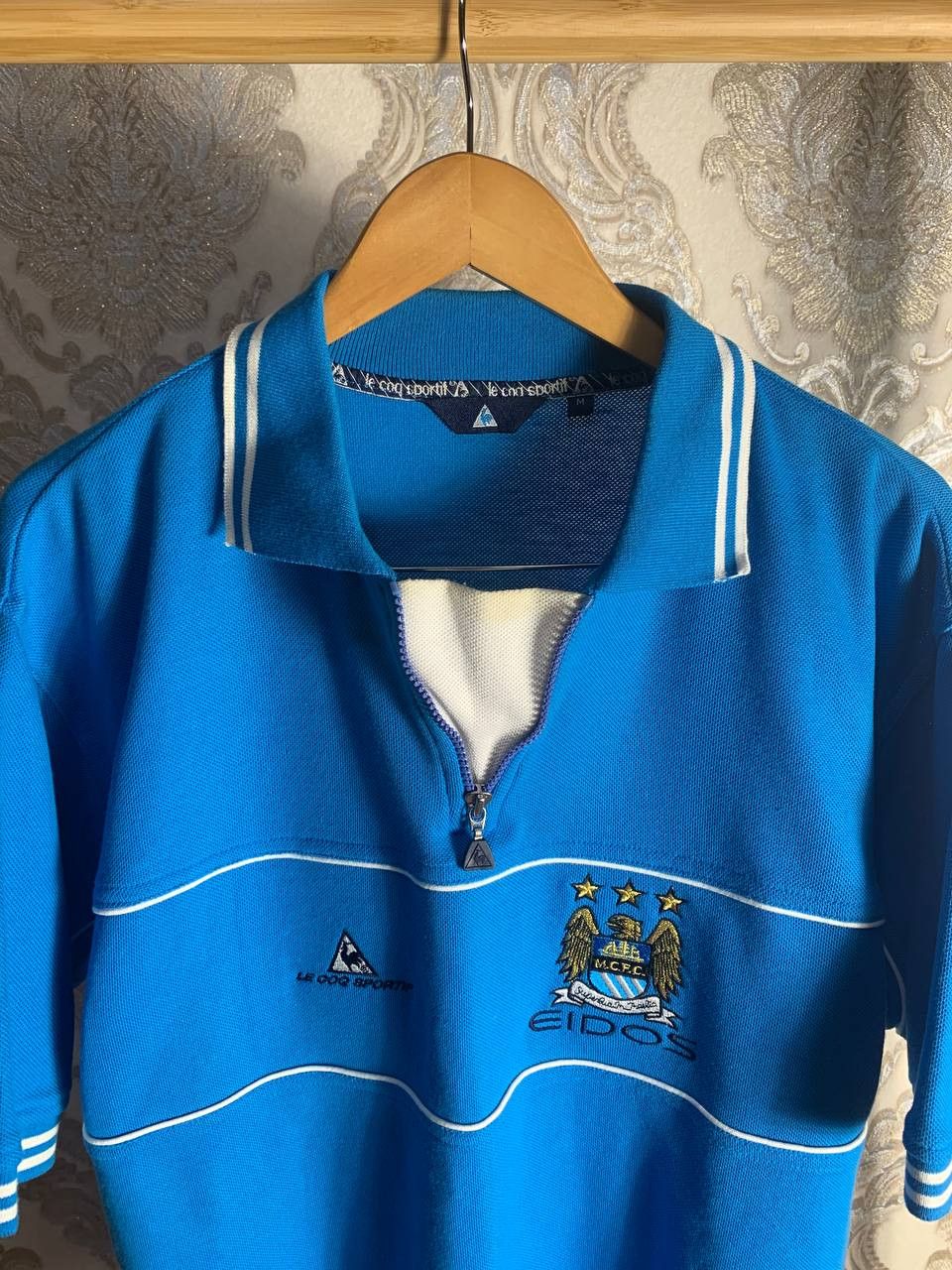 Le Coq Sportif Vintage FC Manchester City England Retro Soccer Jersey 90s Size US M / EU 48-50 / 2 - 4 Thumbnail