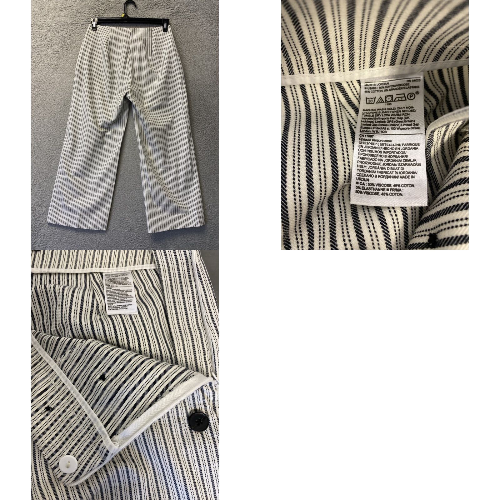 Banana Republic Banana Republic Pants Women Size 4 White Wide-Leg Ankle 26 Inseam Casual Flat Front Button Pull On Reg Womens Size 27" / US 4 / IT 40 - 8 Thumbnail