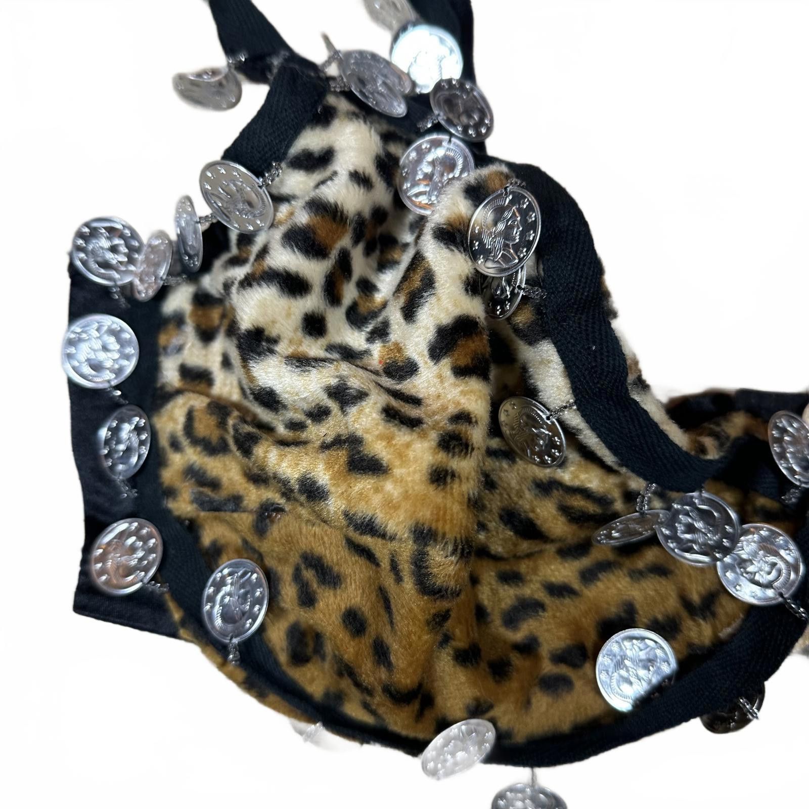 Unknown London Cheetah Print Bra With Coin Sequin Details Size ONE SIZE - 2 Thumbnail