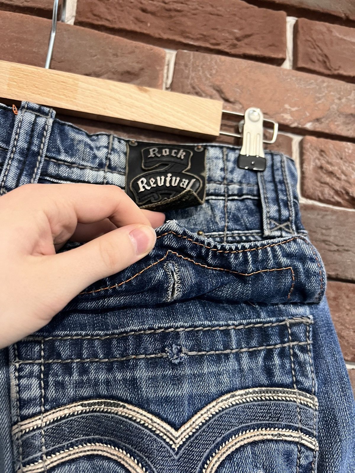 Rock Revival Rare Vintage Rock Revival Drip Denim Jeans Pants USA 32 Size US 32 / EU 48 - 7 Thumbnail
