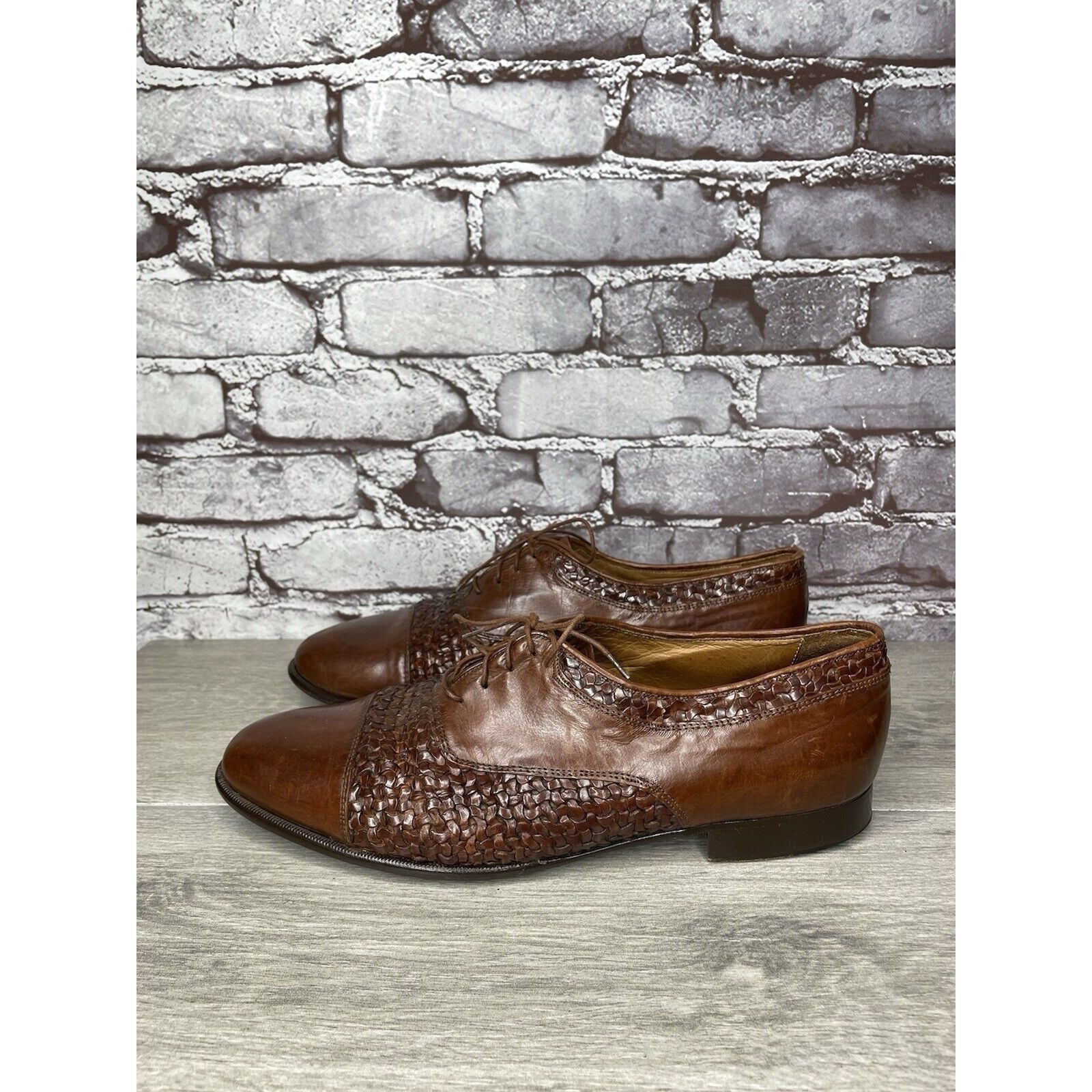 Johnston & Murphy Johnston Murphy Domani Brown Leather Cap Toe Basketweave Lac Size US 10.5 / EU 43-44 - 15 Thumbnail
