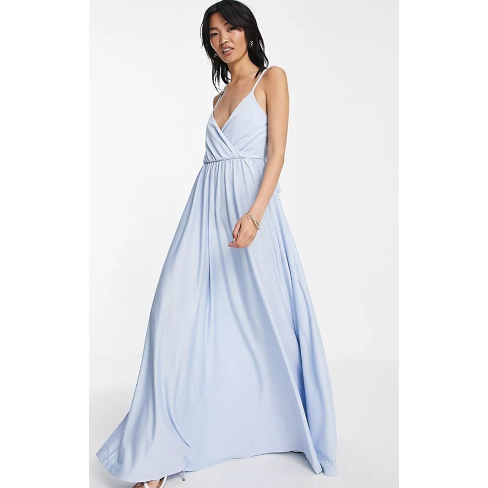 Asos Asos Light Blue Front Plunge Tie Back Maxi Dress / 1 Size XS / US 0-2 / IT 36-38 - 1 Thumbnail