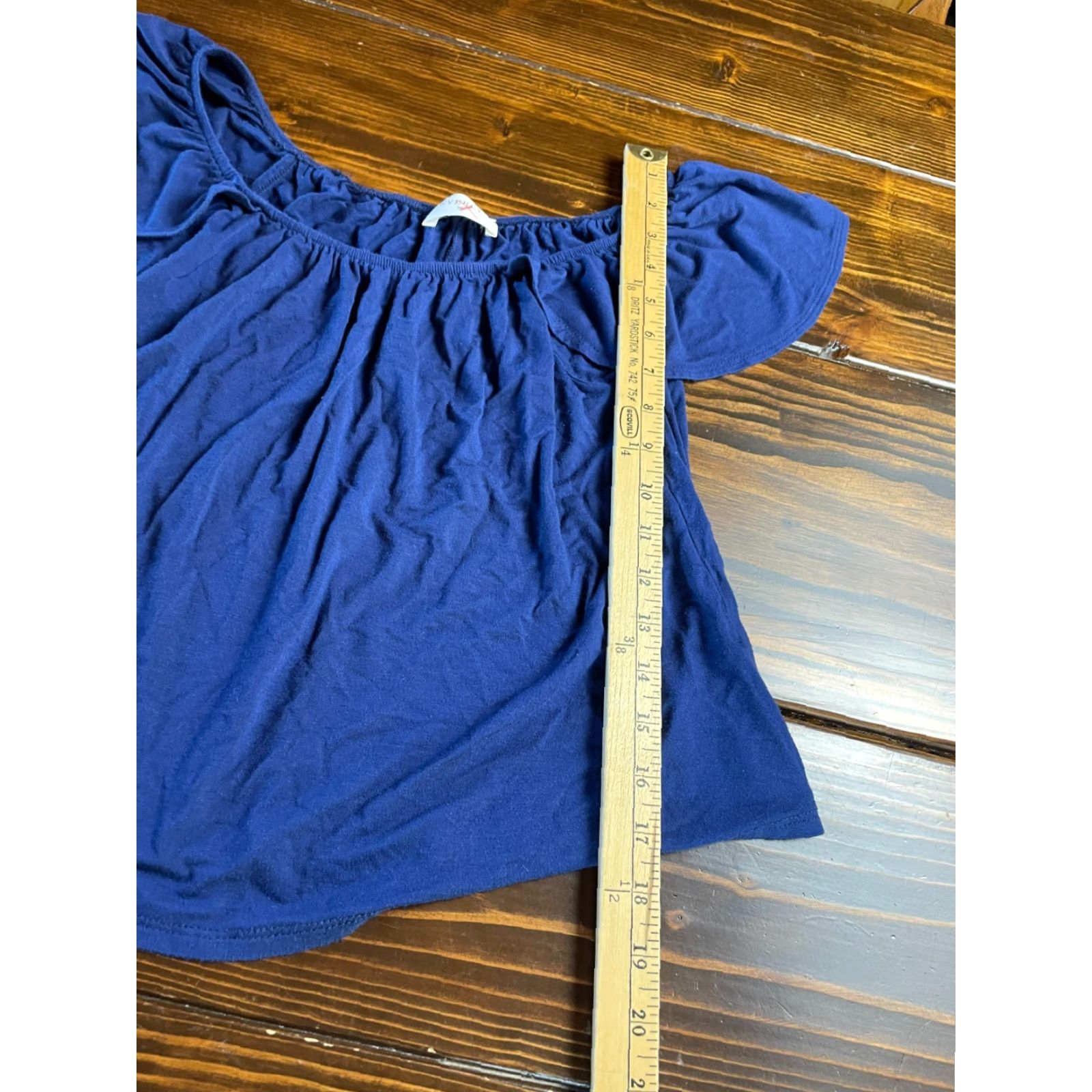 Vintage Everly Shirt Women’s Size Small Navy Blue Off Shoulder Cropped Shirt Short Sleeve Vintage No Size S / US 4 / IT 40 - 5 Thumbnail