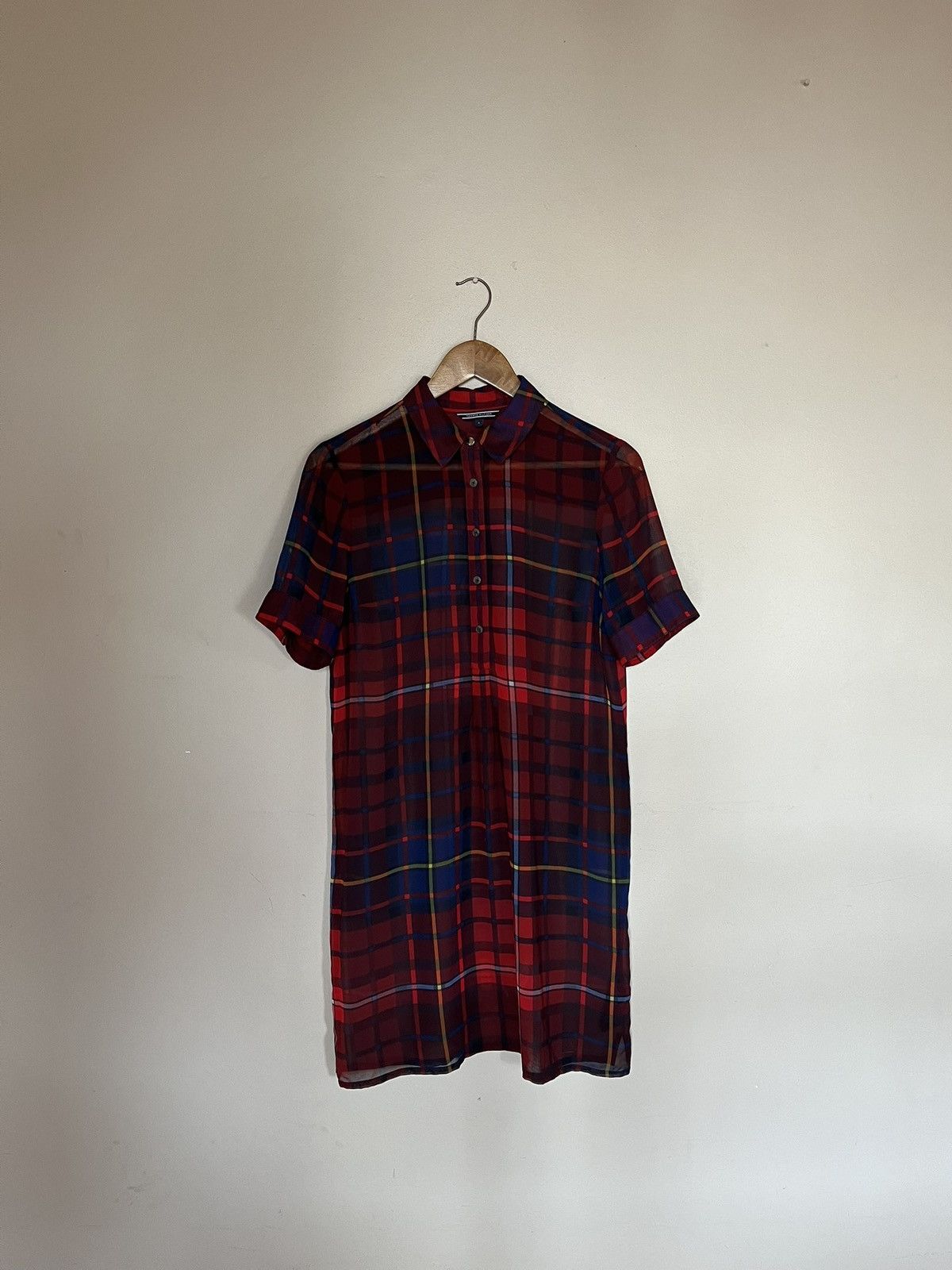 Tommy Hilfiger × Vintage Mini Tunic Sheer Tartan Dress Size M / US 6-8 / IT 42-44 - 2 Thumbnail