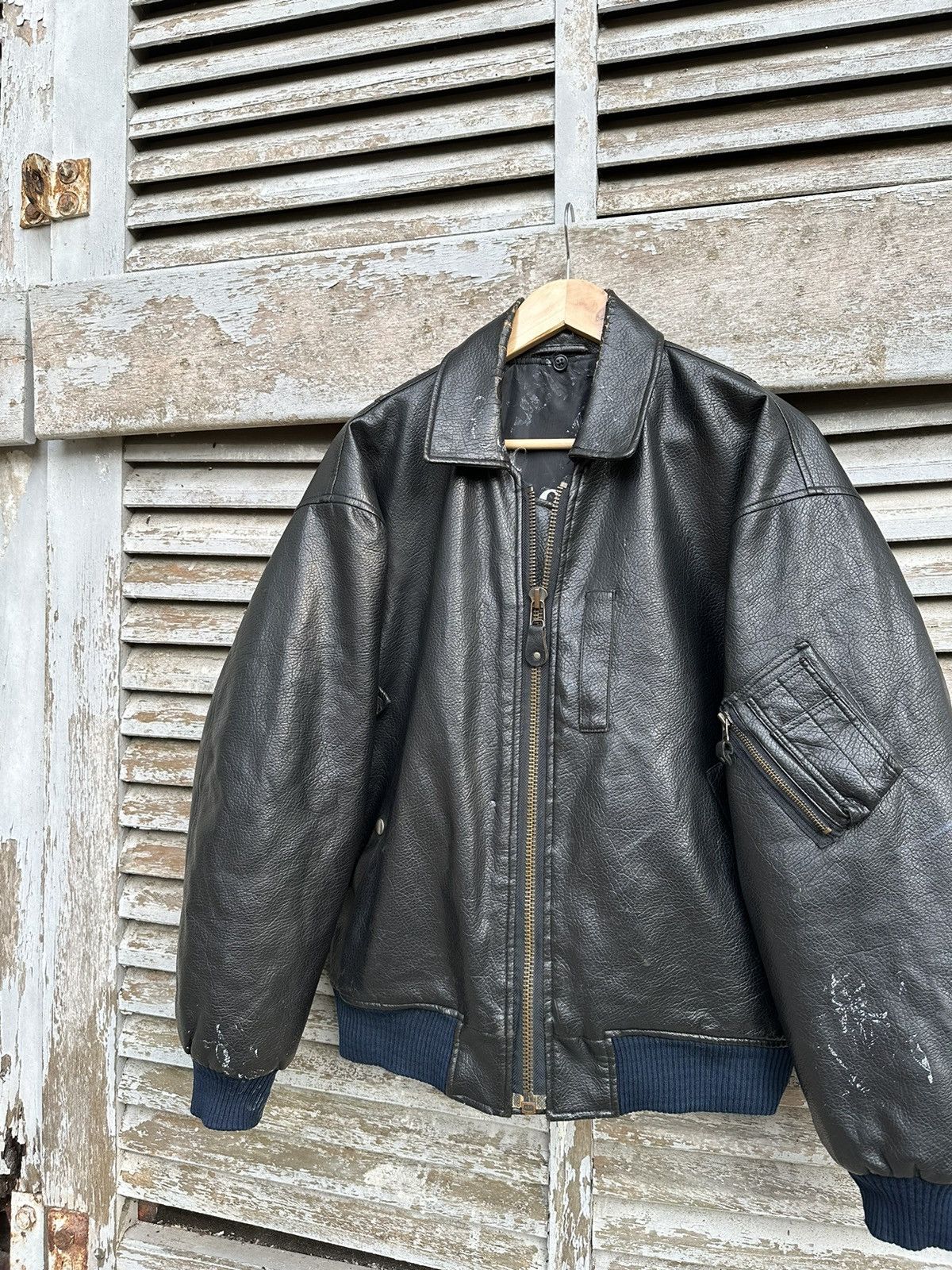 Vintage 👹Vintage Airborne US Airforce Leather Bomber Jacket Size US M / EU 48-50 / 2 - 8 Thumbnail