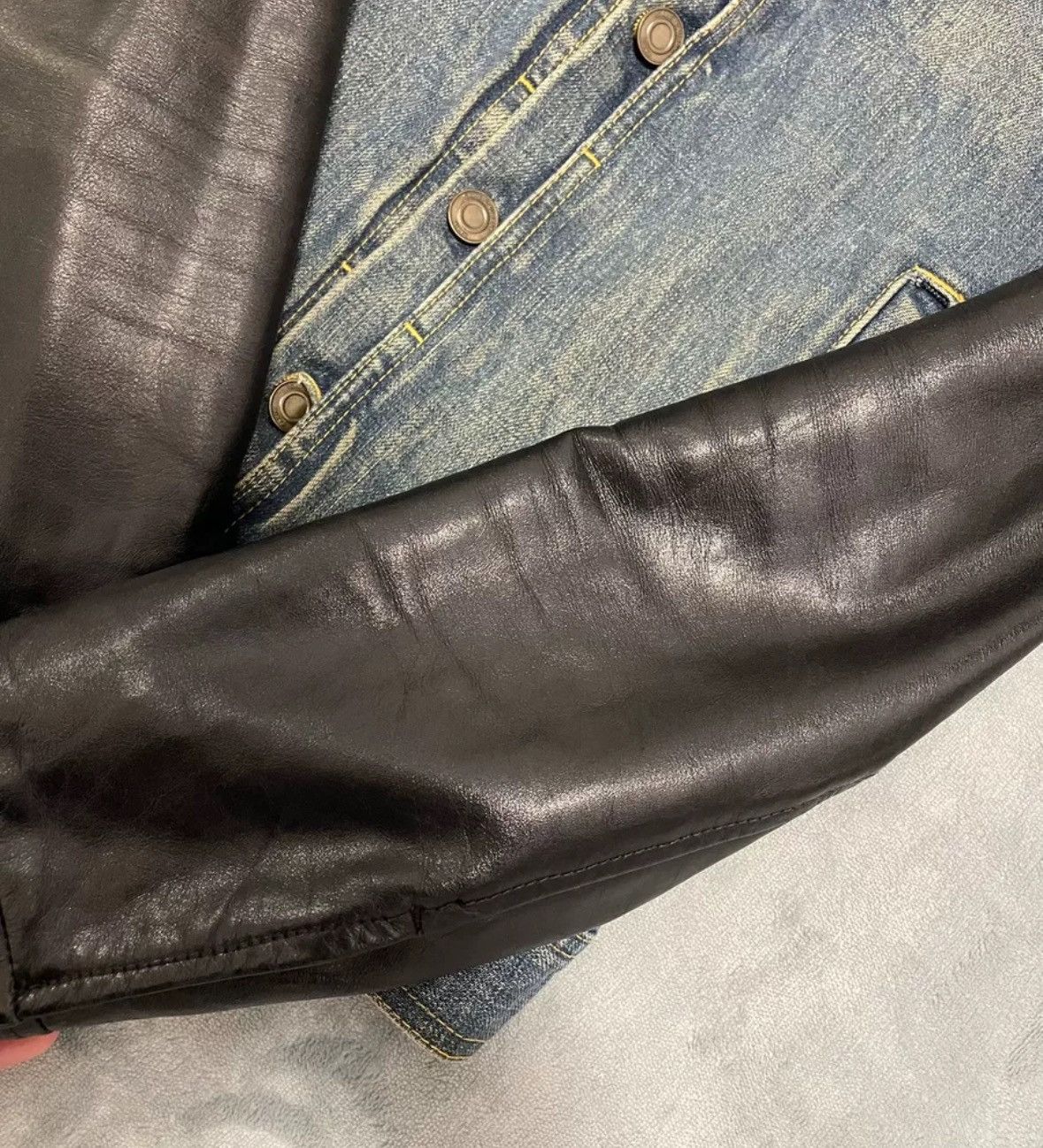 Saint Laurent Paris × Yves Saint Laurent SaintLaurent SLP13 original leather sleeve denim jacket Size US M / EU 48-50 / 2 - 3 Thumbnail