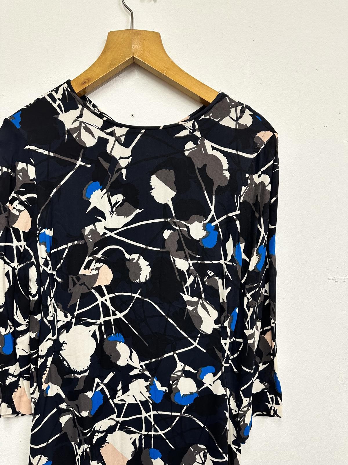 Jigsaw Jigsaw Black Abstract Floral Print Long Sleeve Dress Size L / US 10 / IT 46 - 3 Thumbnail