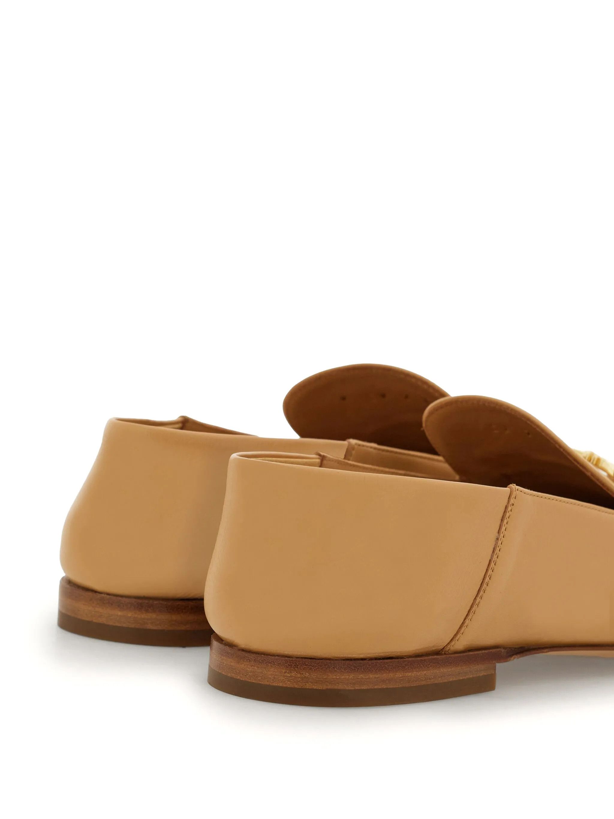 o1s1rm0126 Gancini Embellished Loafers in Caramel Brown