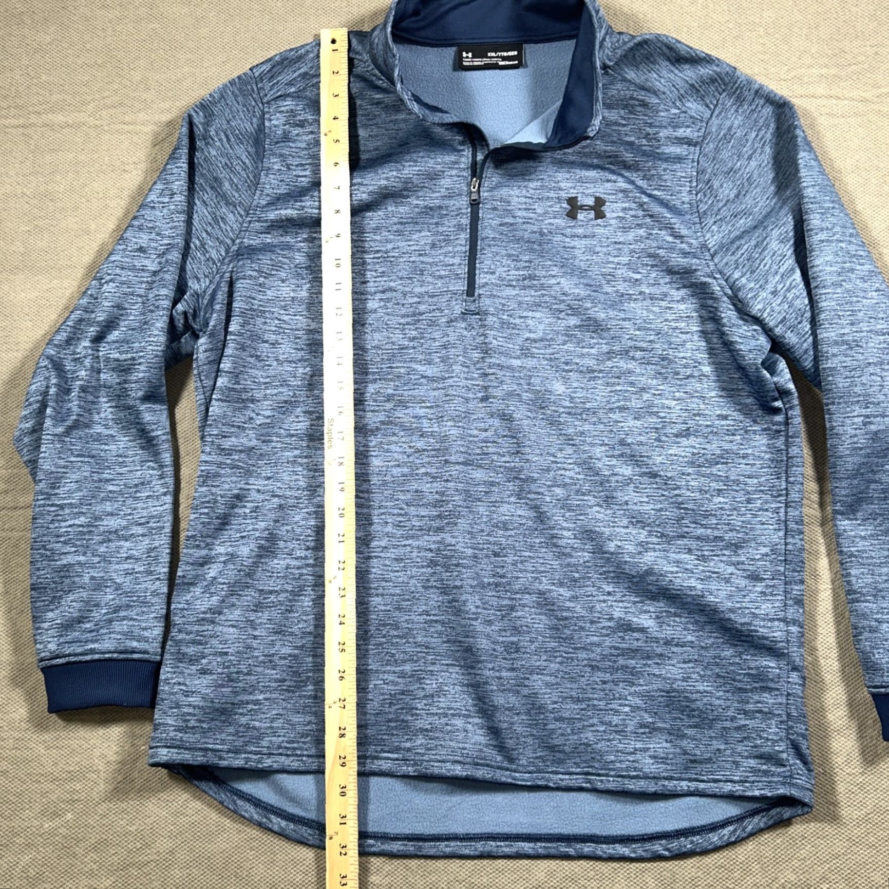 Under Armour Under Armour 1/4 Zip Blue Pullover Size 2XL ColdGear Long Sleeve Mock Neck Pullover Casual Men Size US XXL / EU 58 / 5 - 4 Thumbnail