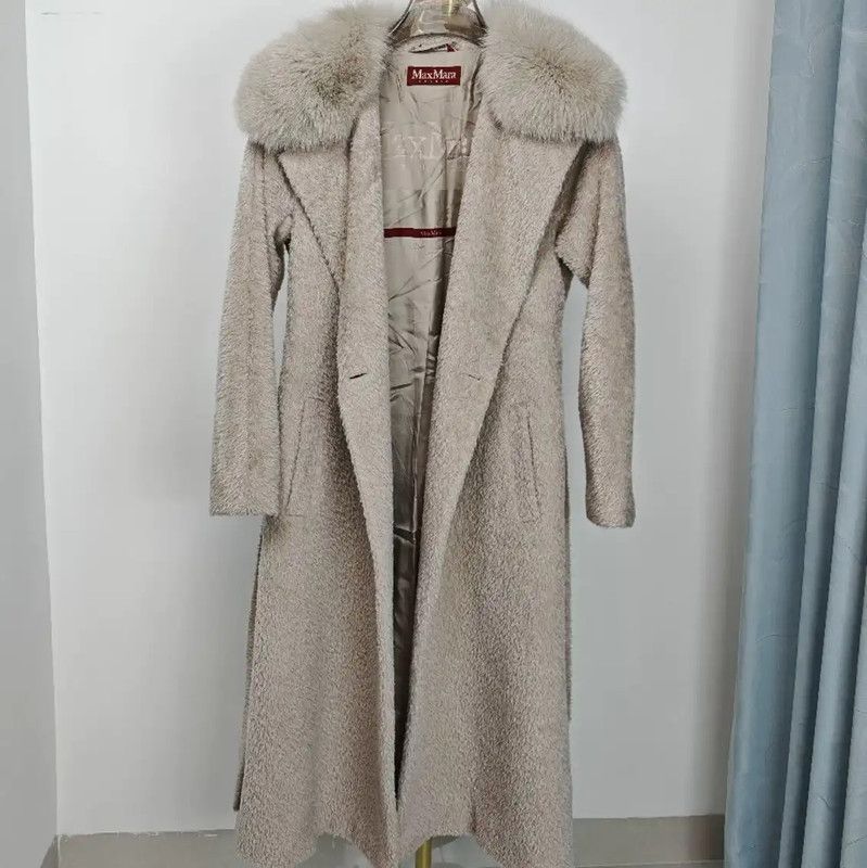 Max Mara MaxMara Light Gray Alpaca Wool Overcoat 0089 Size S / US 4 / IT 40 - 1 Thumbnail