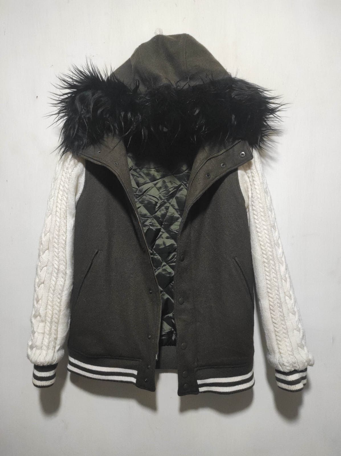Japanese Brand Inherit wall mix knit zip fur hoodie jacket LGB style Size US M / EU 48-50 / 2 - 10 Thumbnail