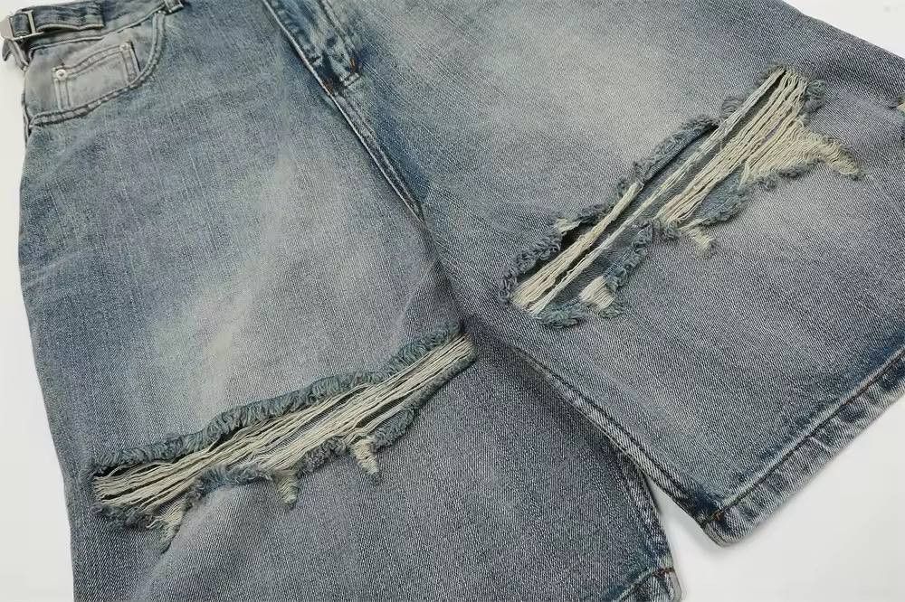 Japanese Brand × Vintage ripped denim hip-hop shorts. Size US 37 - 8 Thumbnail