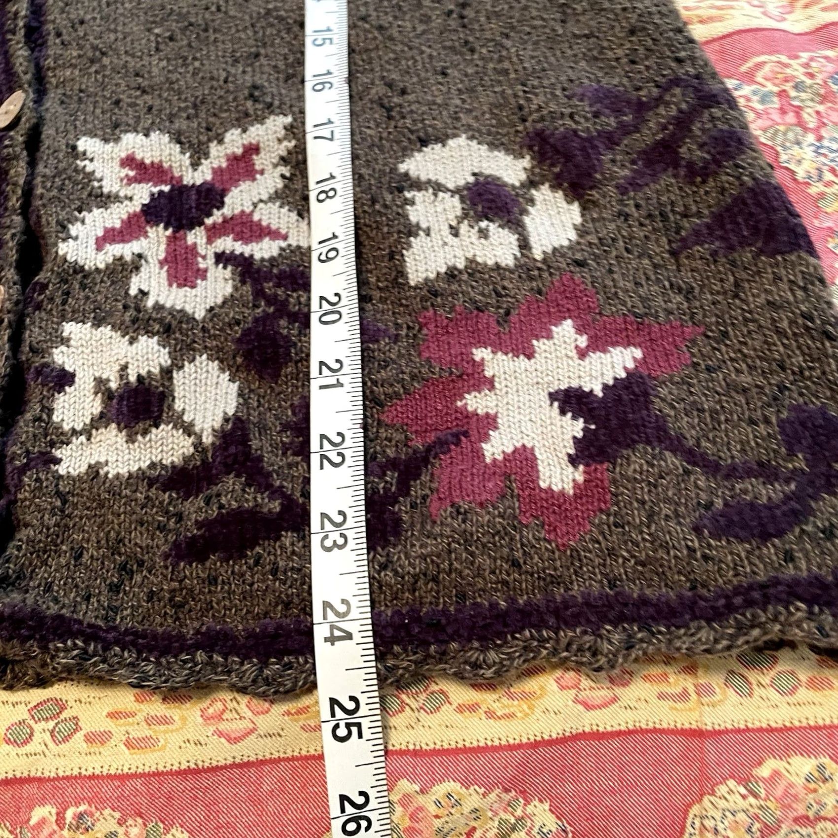 Coldwater Creek Coldwater Creek Cardigan Sweater L Olive Green Floral Silk Cotton Button Up Womens Casual Knit Bohemian Floral Pattern Open Front Size L / US 10 / IT 46 - 7 Thumbnail