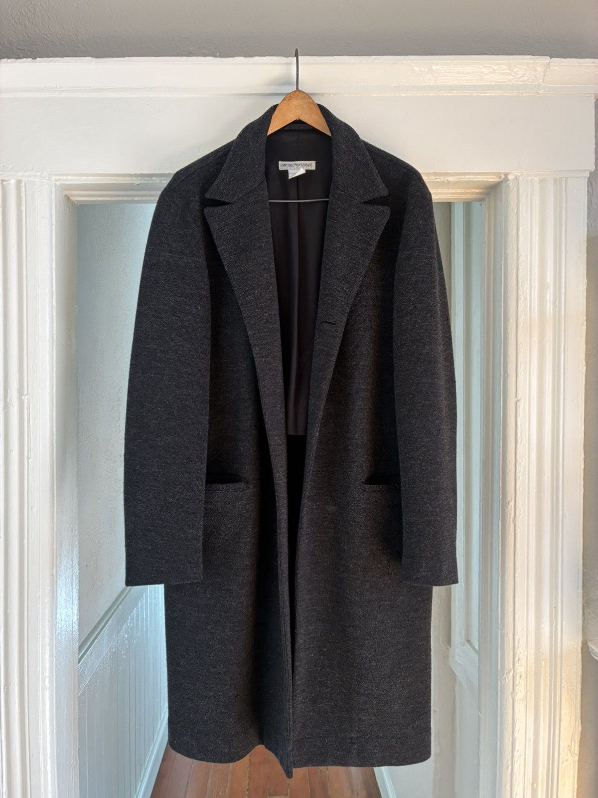 Emporio Armani 90s Emporio Armani Wool/Jersey Coat Size US L / EU 52-54 / 3 - 3 Thumbnail
