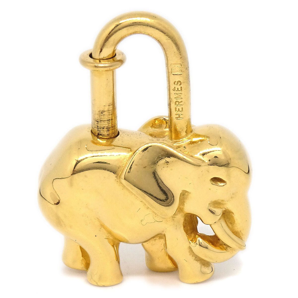 image of Hermes Elephant Cadena Padlock Bag Charm Gold Small Good 51982 in Black, Women's
