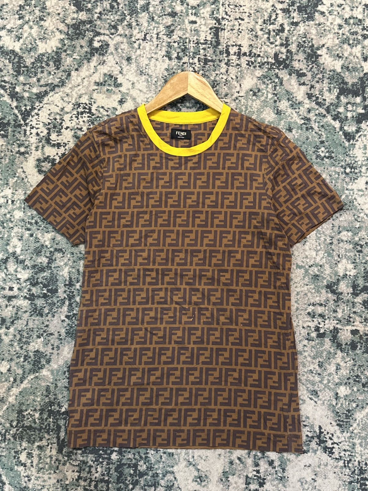 Fendi Fendi Roma Made in Italy Brown/Yellow Monogram T-Shirt Size US M / EU 48-50 / 2 - 2 Thumbnail