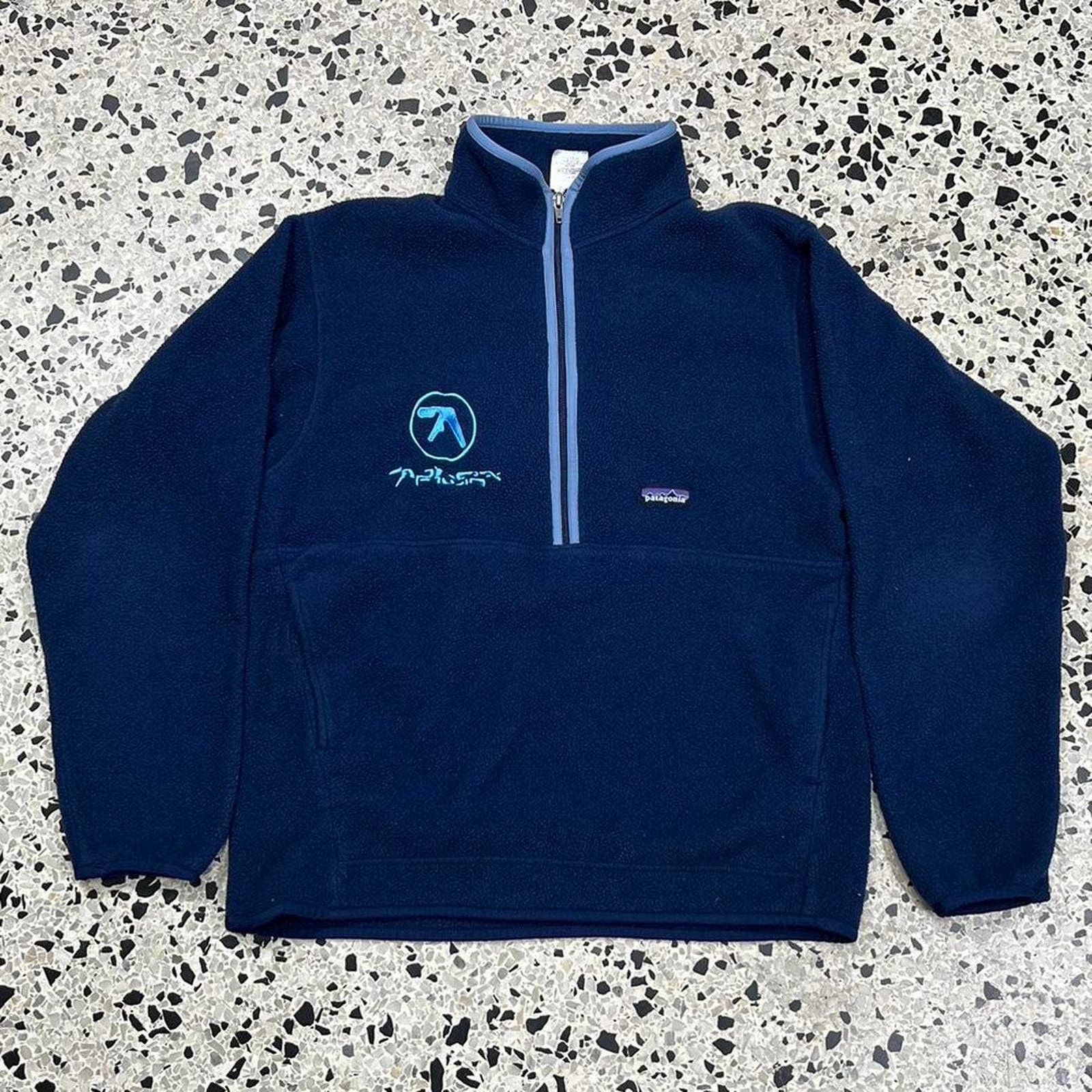 image of Y2K Aphex Twin Patagonia Half Zip Pullover: in Blue, Men's (Size Medium)