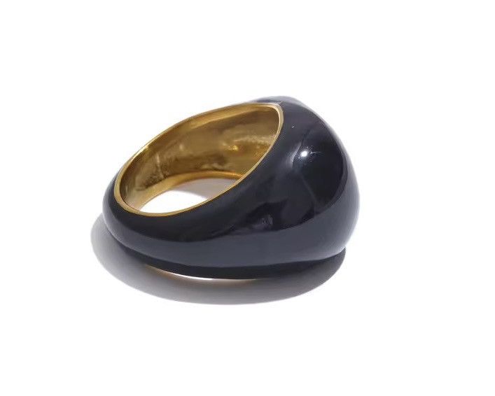 Jewelry × Vintage Black Enamel Unique Ring (Size 6,7,8,9) Size ONE SIZE - 4 Thumbnail
