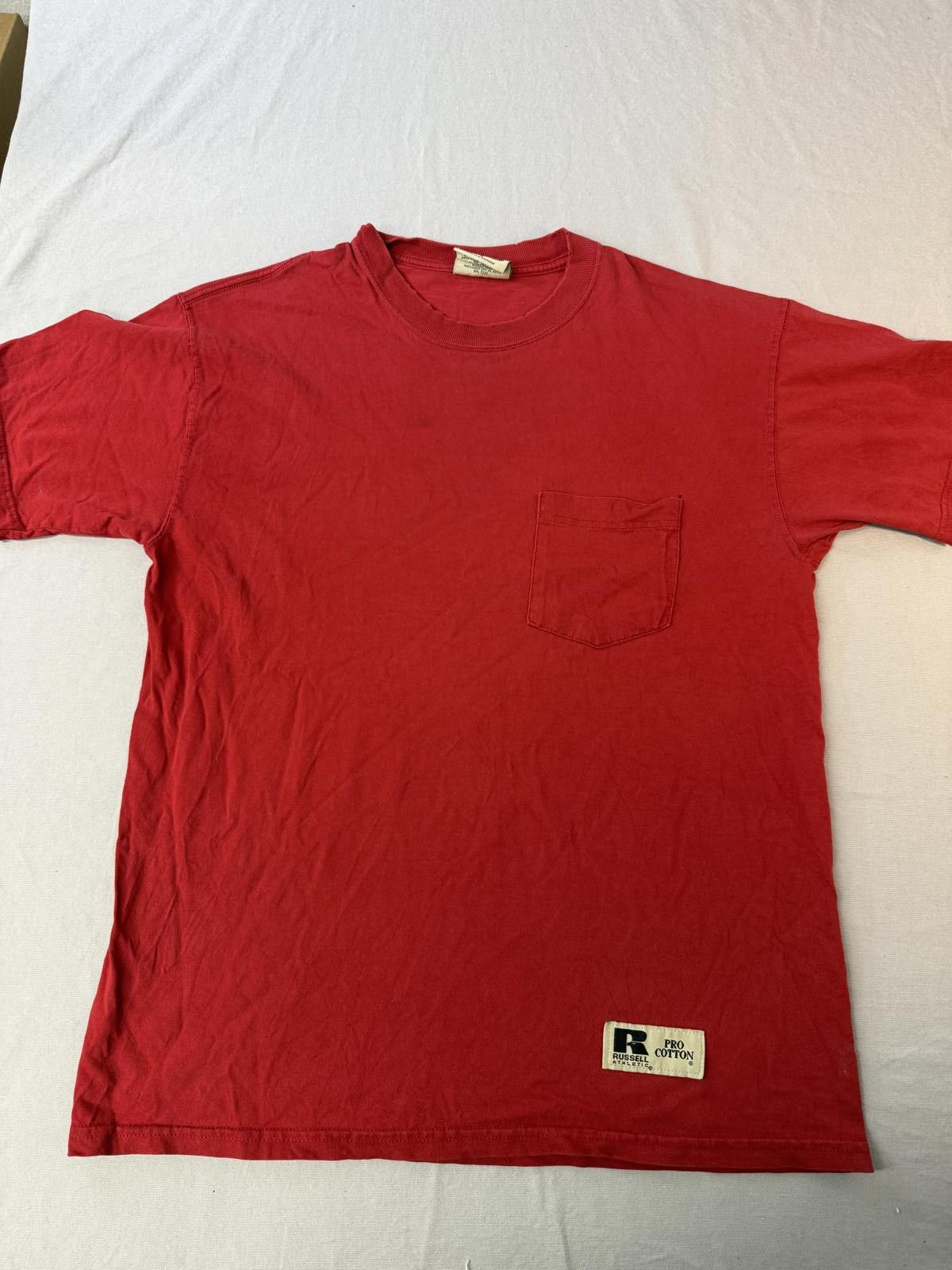 Russell Athletic VTG Russell Athletic Mens Blank Red T-shirt Cotton Pocket M Size US M / EU 48-50 / 2 - 1 Thumbnail