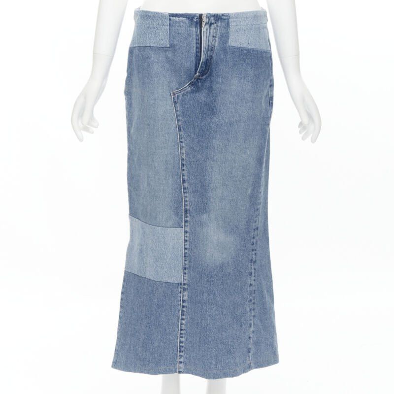 MAISON MARTIN MARGIELA 1999 Vintage deconstructed patchwork low denim skirt M