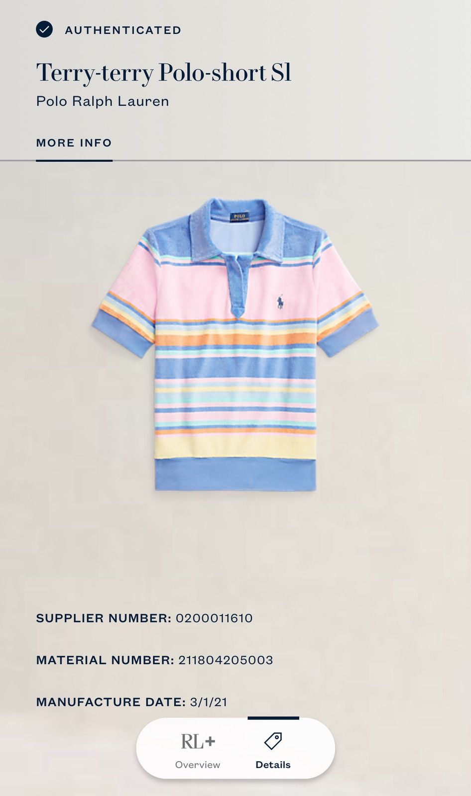 Polo Ralph Lauren Polo Ralph Lauren Multicolored Terry Polo Shirt Size S / US 4 / IT 40 - 8 Thumbnail